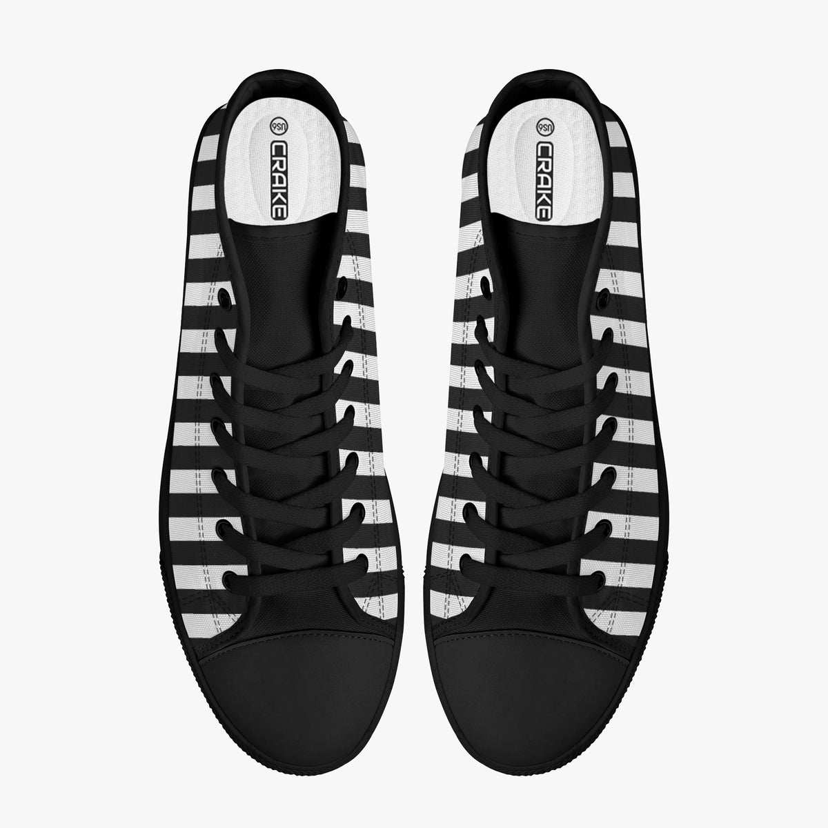 Crake High Top Black Stripes laced custom prints canvas shoes