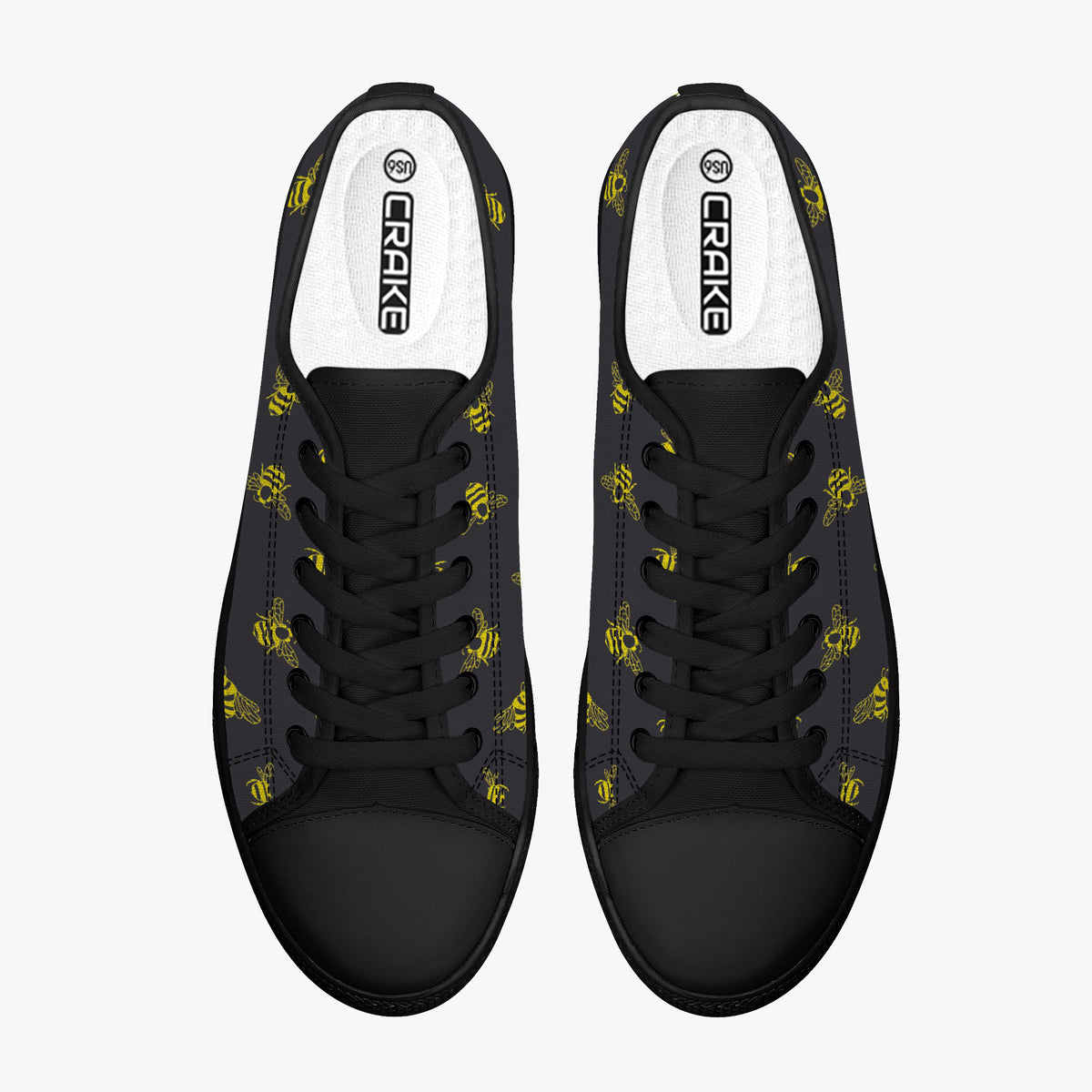 Crake Low Top Bees laced custom prints canvas shoes