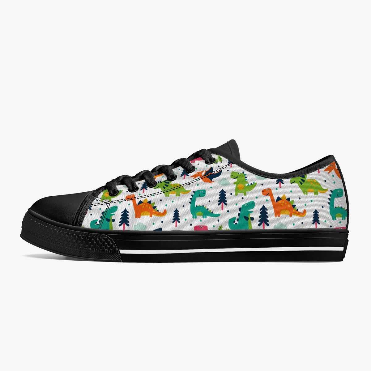 Crake Low Top Dinasaurs laced custom prints canvas shoes
