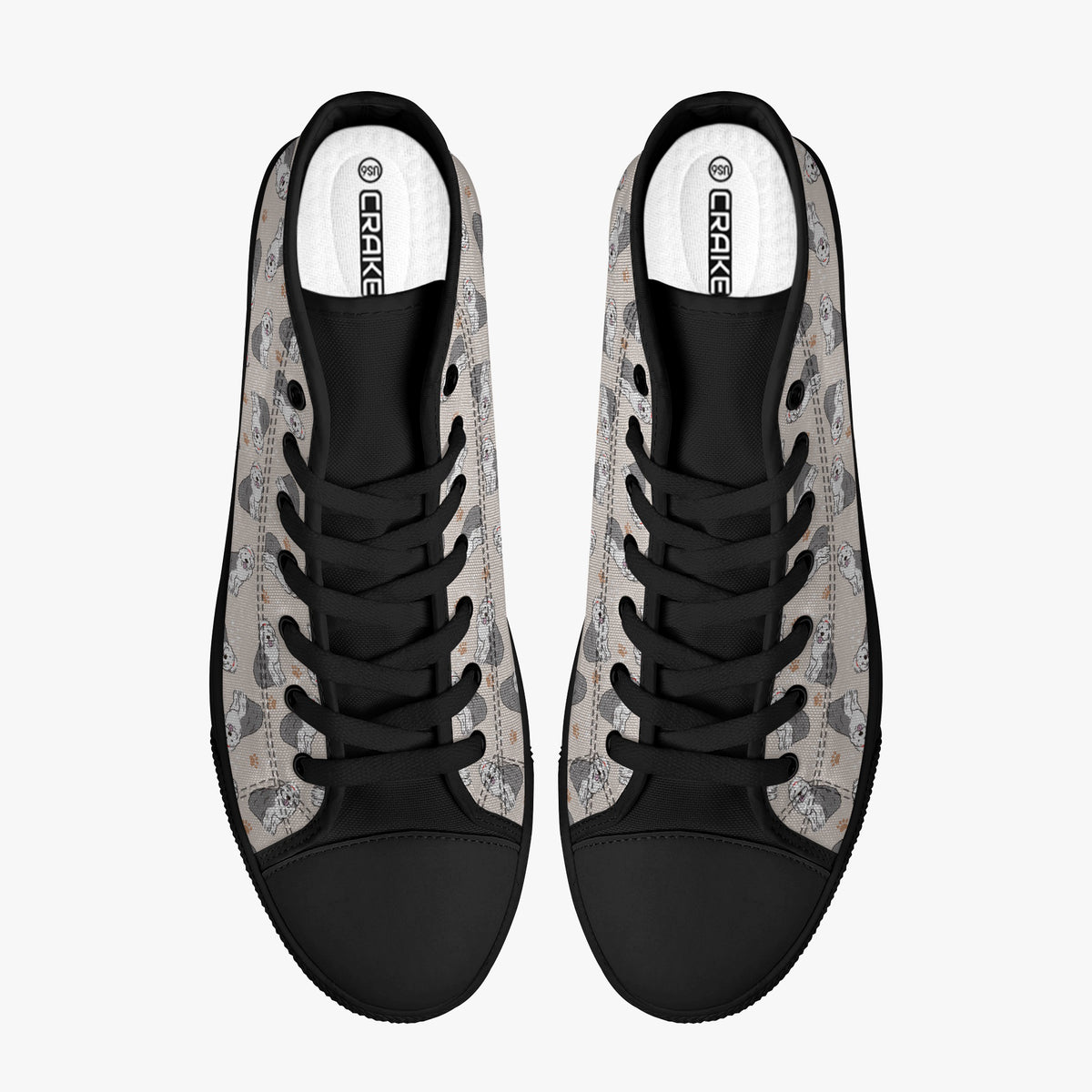 Crake High Top The White Dogs laced custom prints canvas shoes