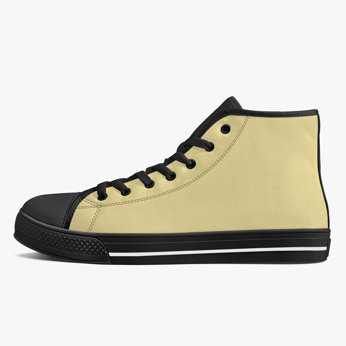Crake High Top Flaxen laced high top plain color canvas shoes