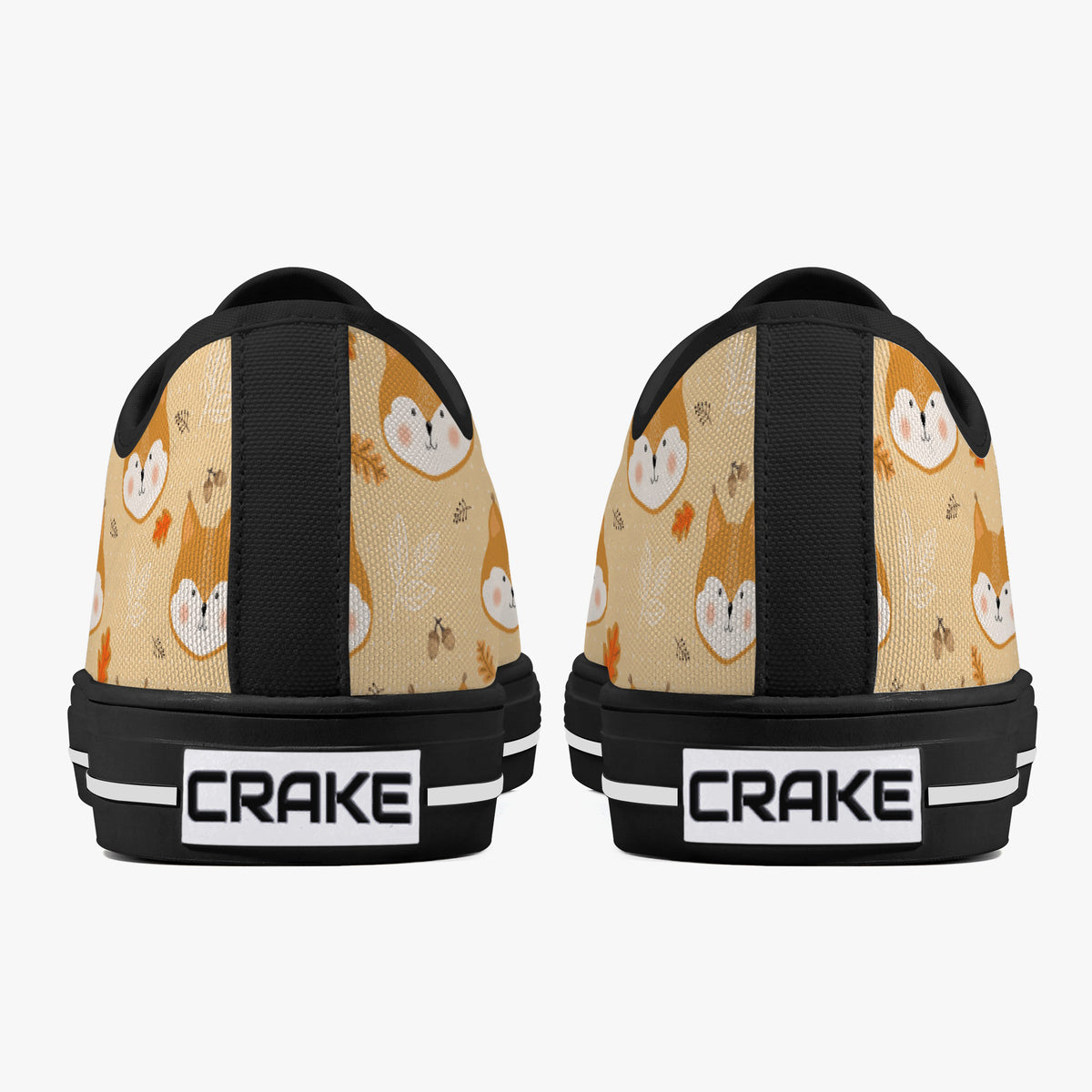 Crake Low Top Inu Shiba laced custom prints canvas shoes