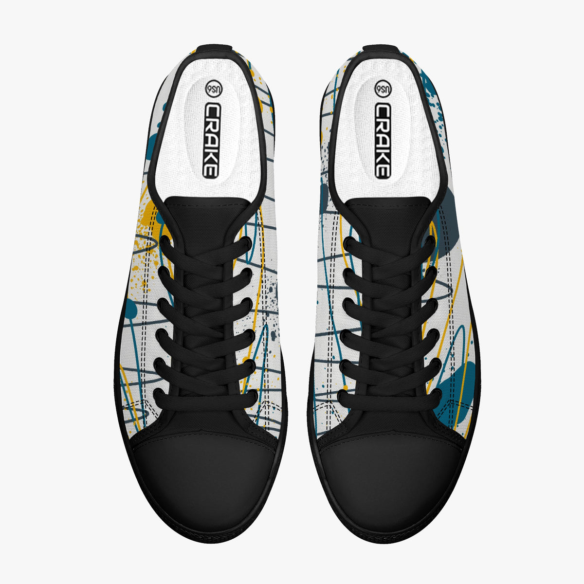 Crake Low Top Ego laced custom prints canvas shoes