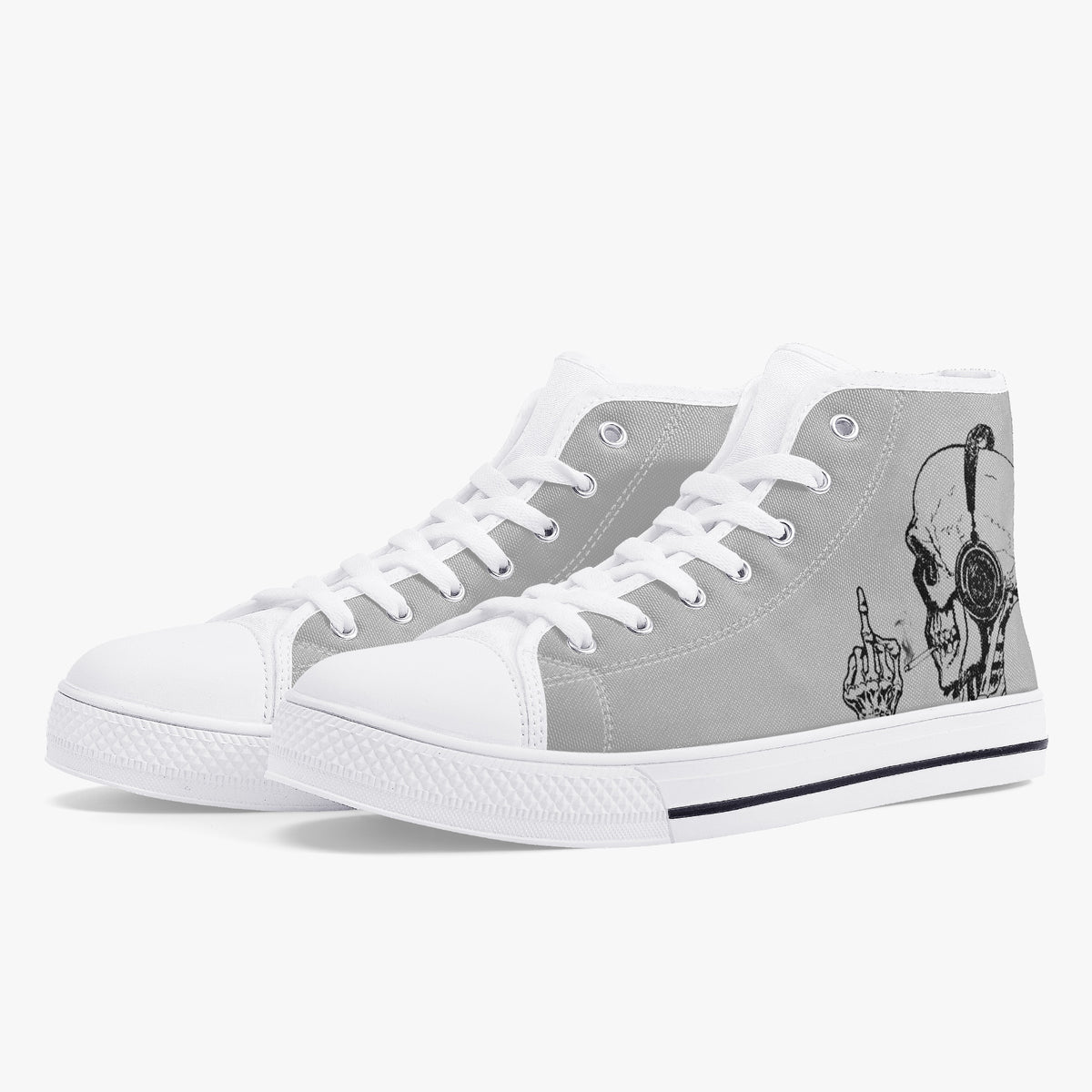 Crake High Top Skulls on headphone laced custom prints canvas shoes
