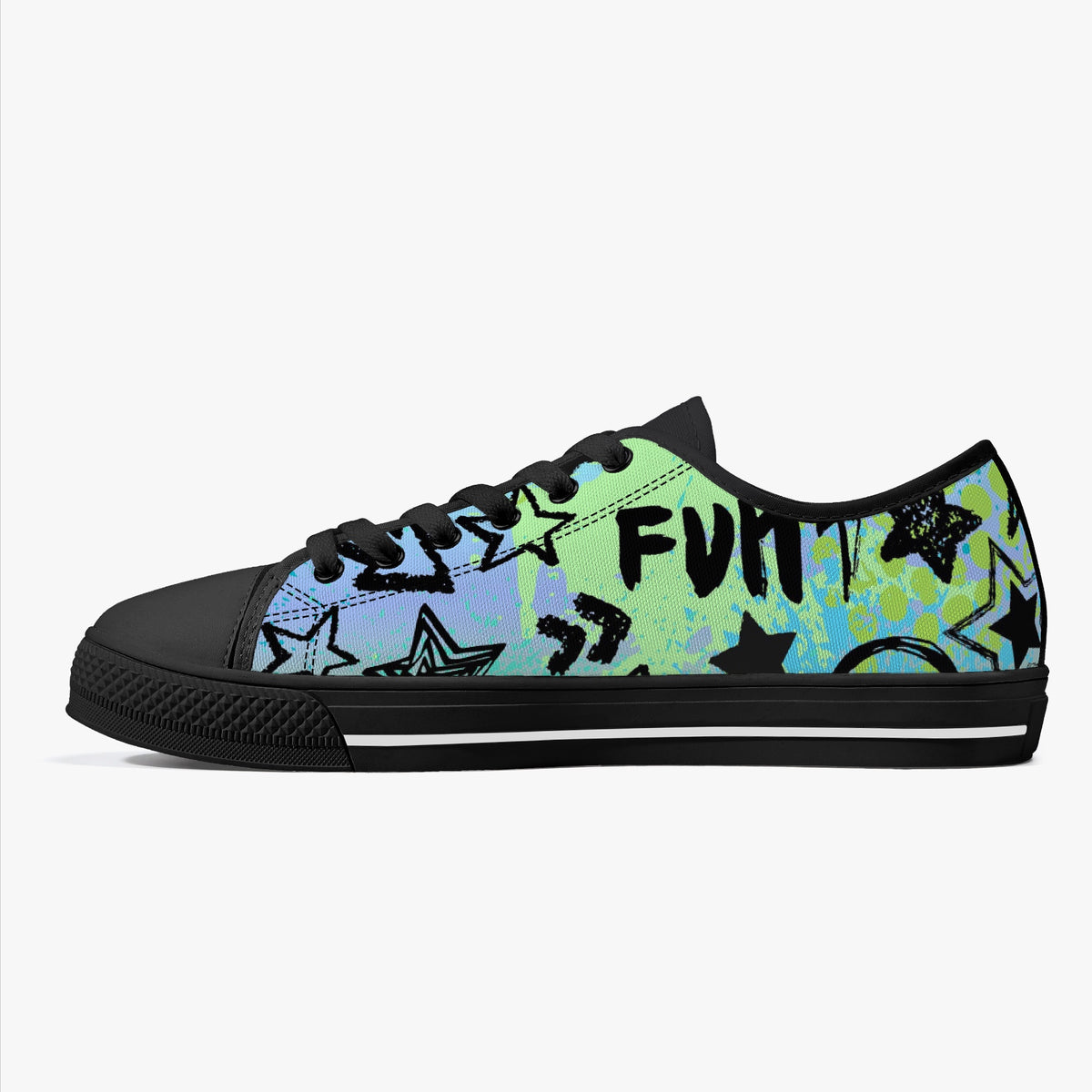 Crake Low Top FX Graffiti laced custom prints canvas shoes