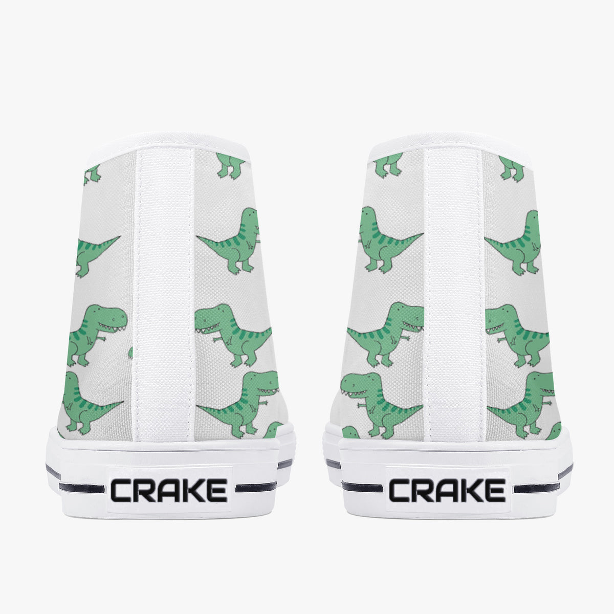Crake High Top Green Dinosaurs laced custom prints canvas shoes