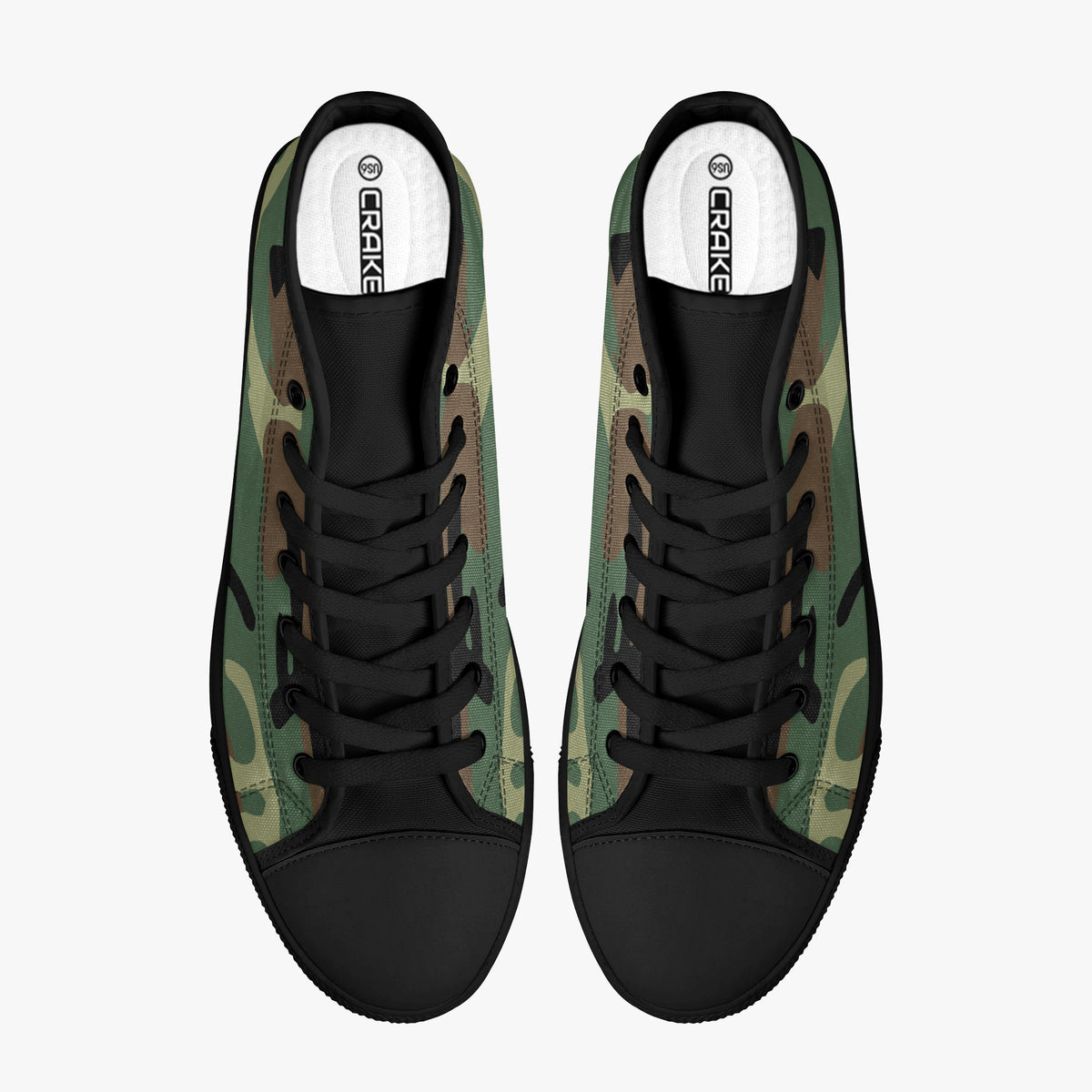 Crake High Top Camo laced custom prints canvas shoes