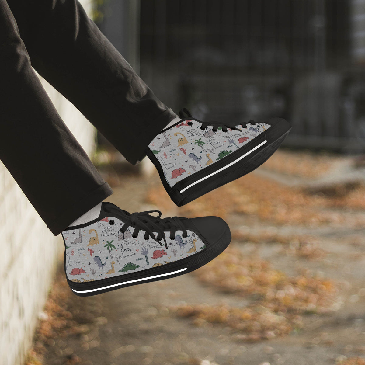 Crake High Top Dinosaurs laced custom prints canvas shoes