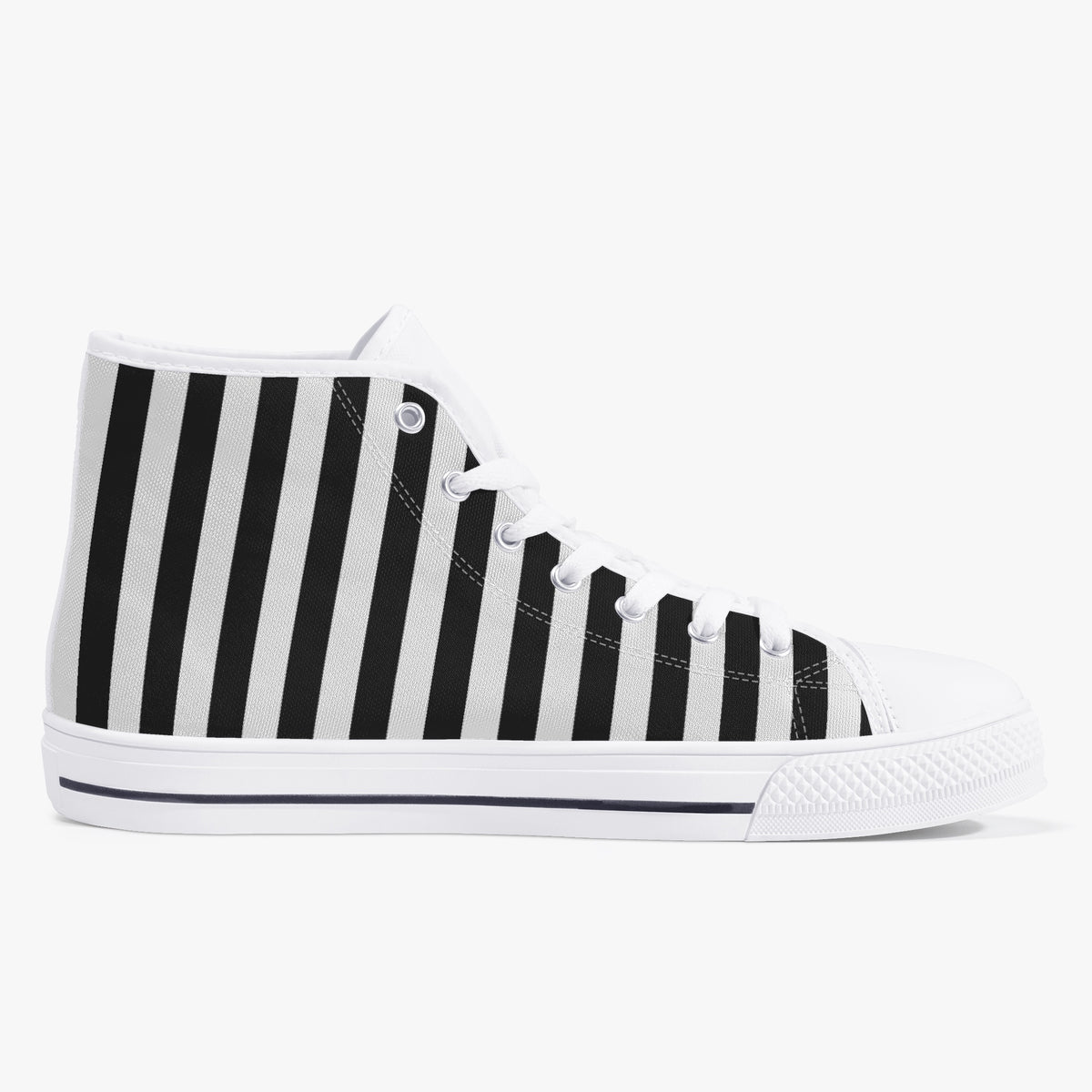 Crake High Top Black Stripes laced custom prints canvas shoes