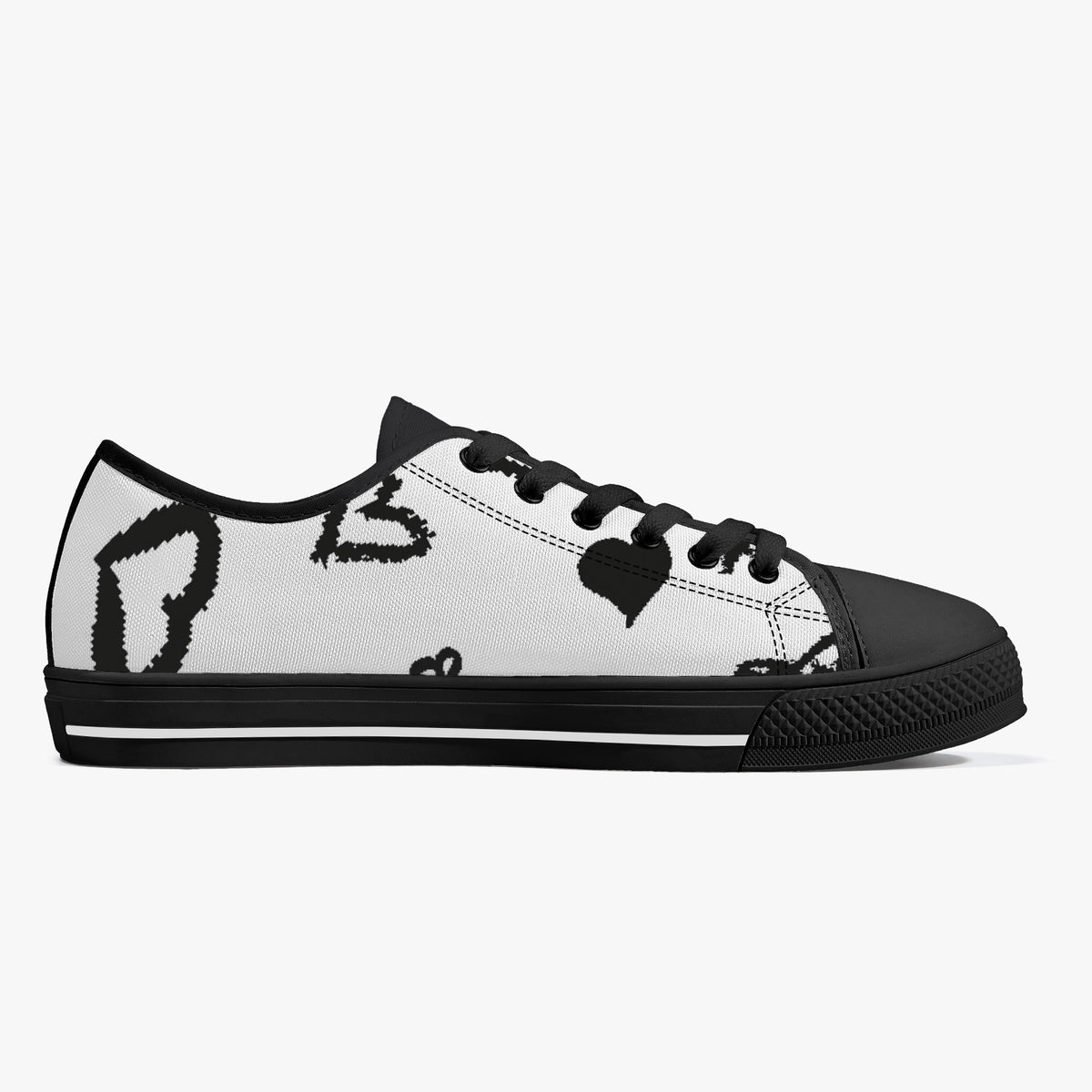 Crake Low Top Star and Love Graffiti laced custom prints canvas shoes