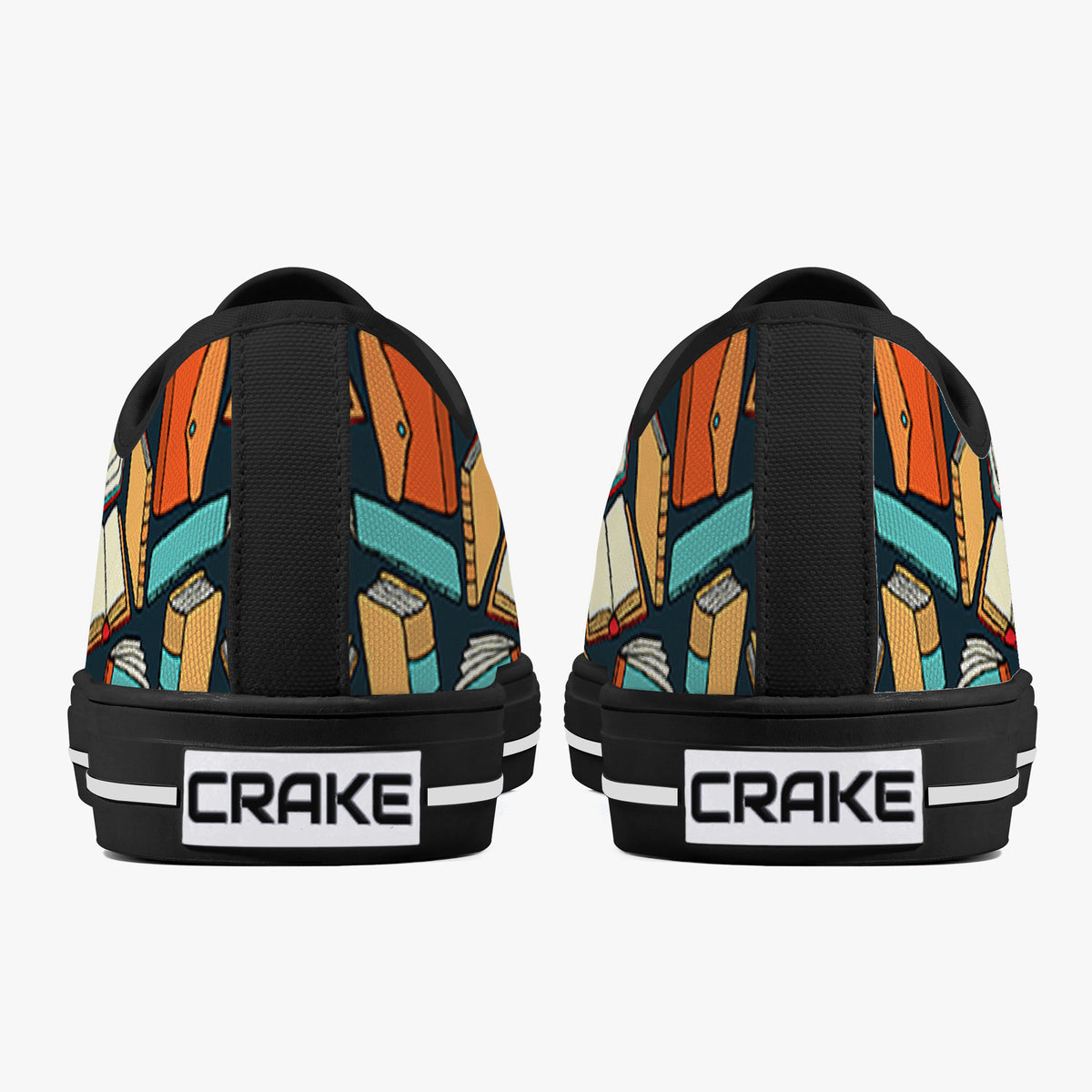 Crake Low top Books of wisdom laced custom prints canvas shoes