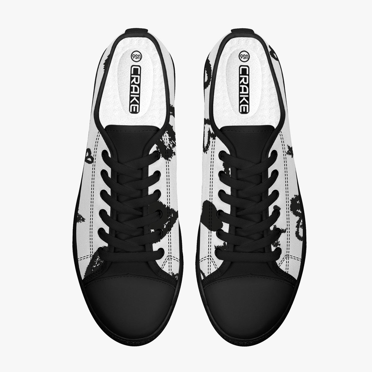 Crake Low Top Star and Love Graffiti laced custom prints canvas shoes