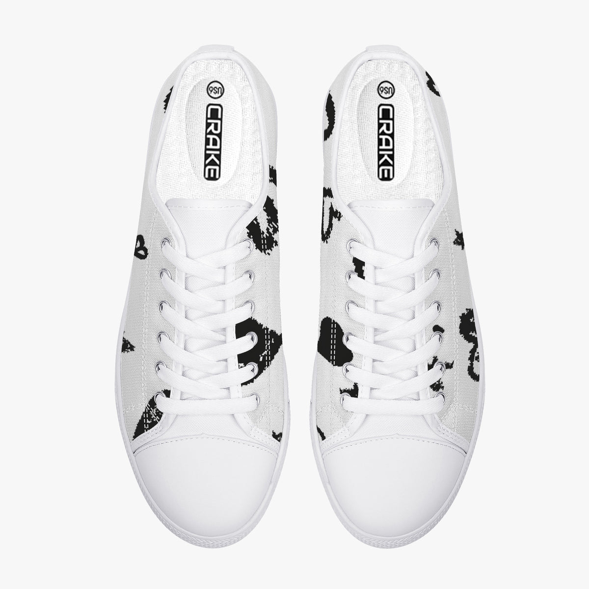 Crake Low Top Star and Love Graffiti laced custom prints canvas shoes