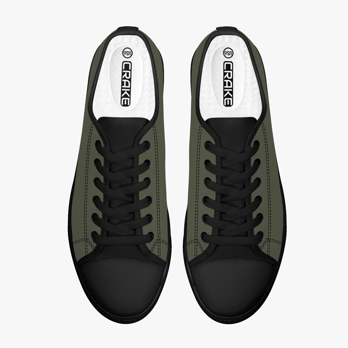 Crake Low Top Dark Green laced low top plain color canvas shoes
