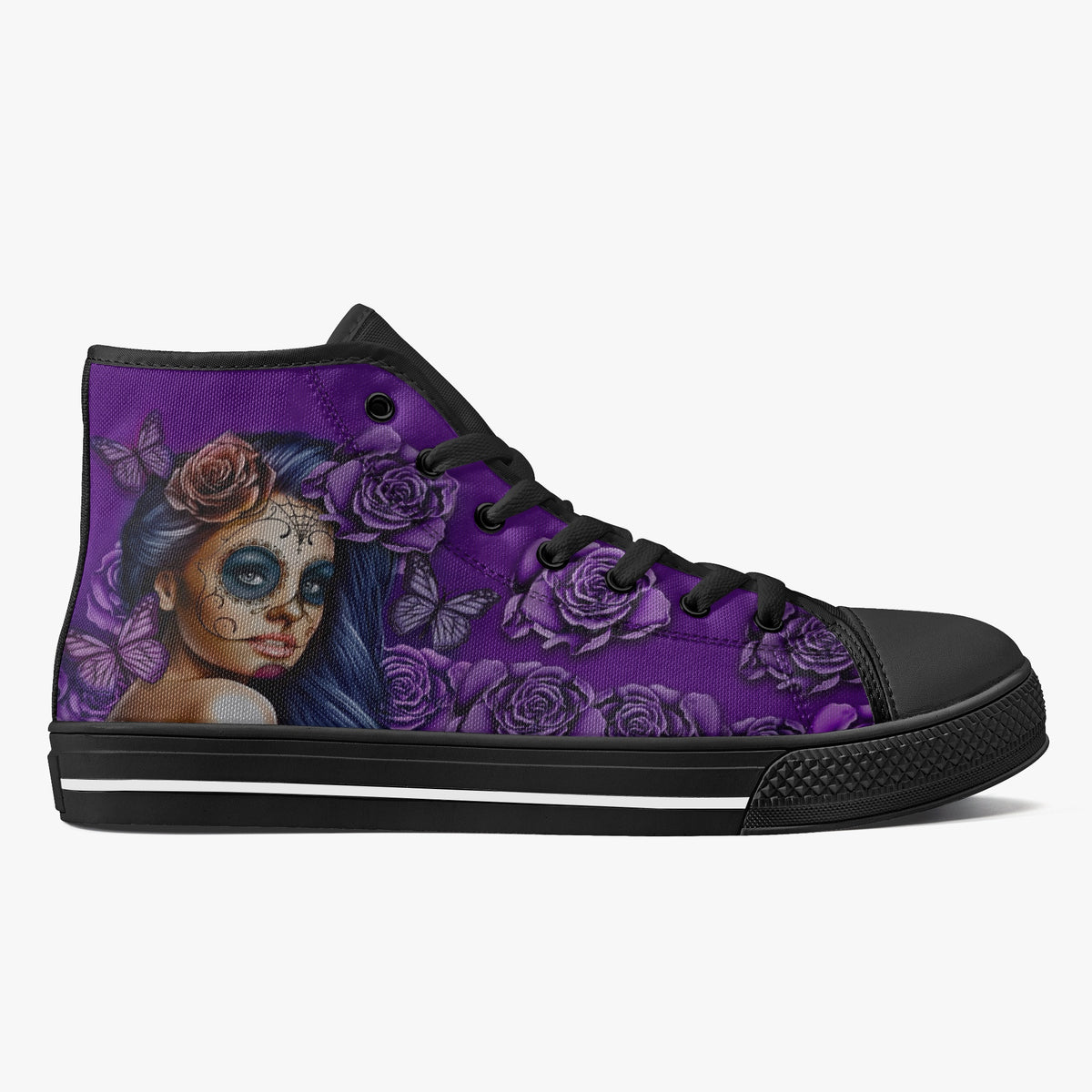 Crake High Top Purple Rose laced custom prints canvas shoes