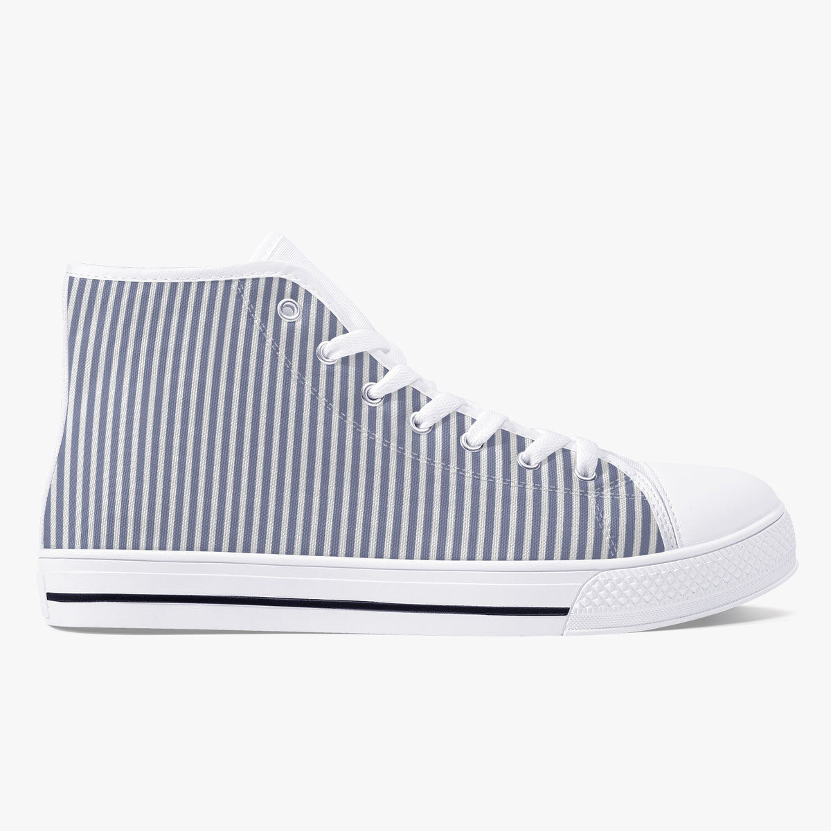 Crake High Top Grey Stripes laced custom prints canvas shoes