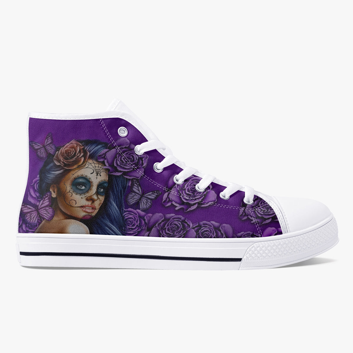 Crake High Top Purple Rose laced custom prints canvas shoes