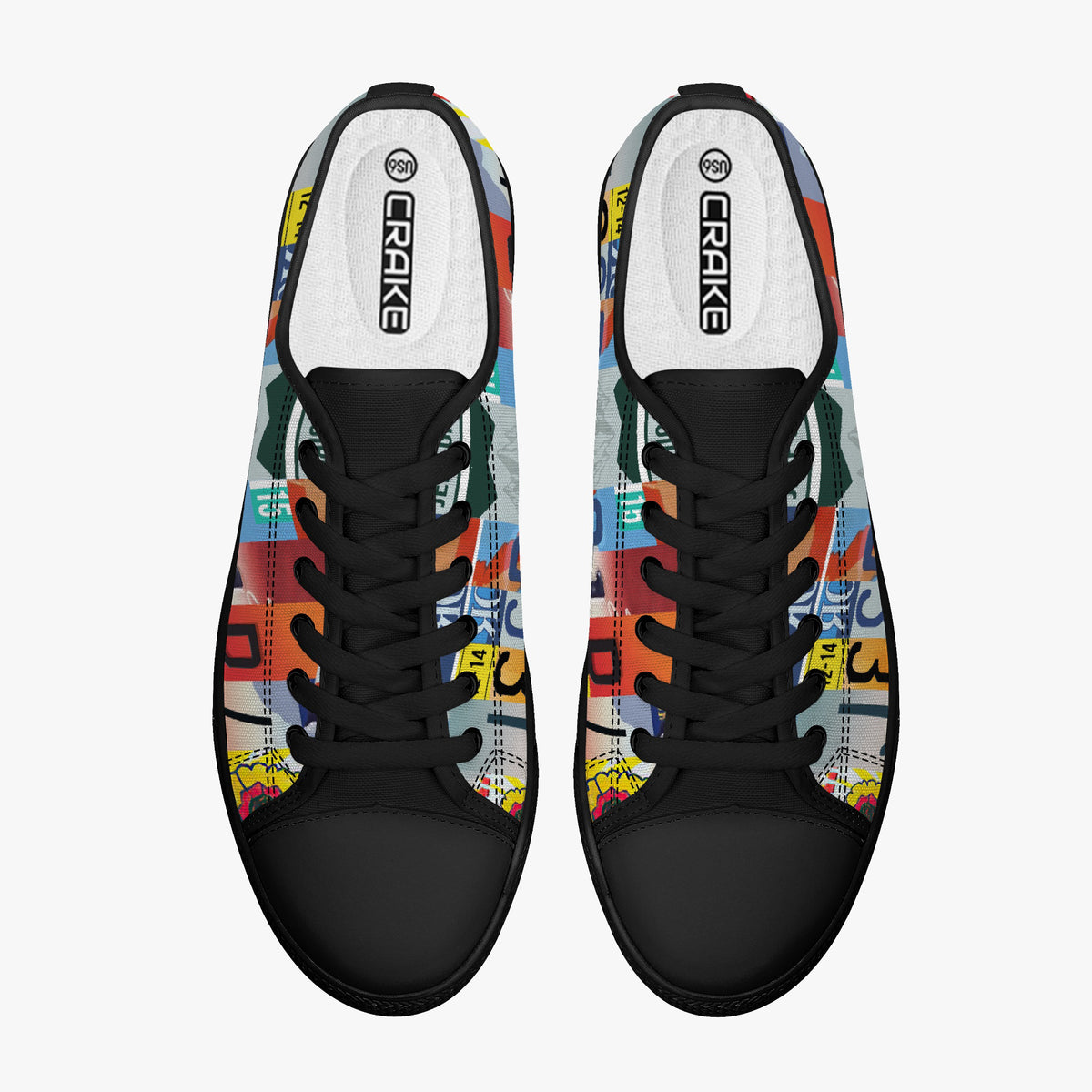 Crake Low Top Jeep Girl laced custom prints canvas shoes