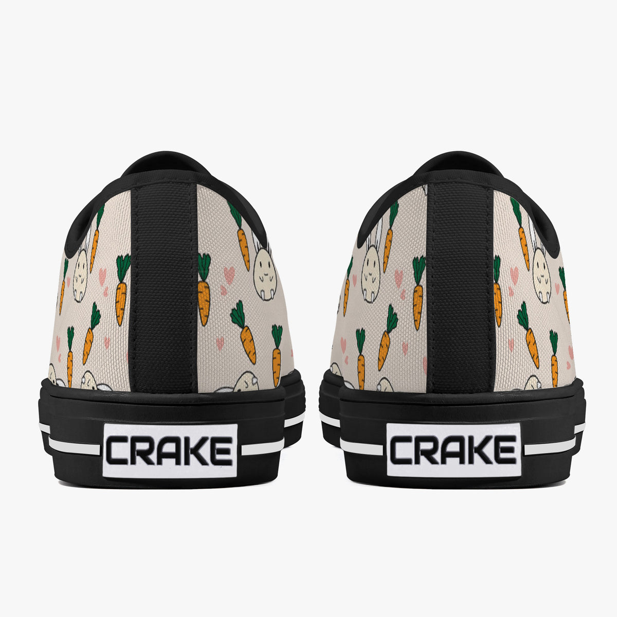 Crake Low Top Rabbits and Carrots laced custom prints canvas shoes