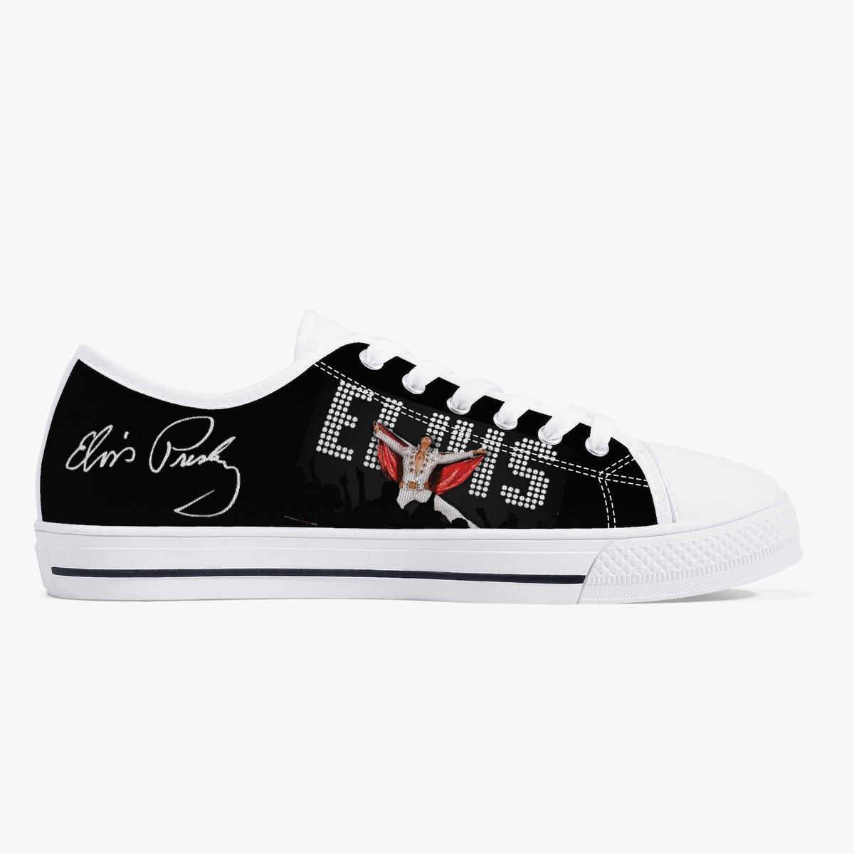 Crake Low Top Elvis laced custom prints canvas shoes