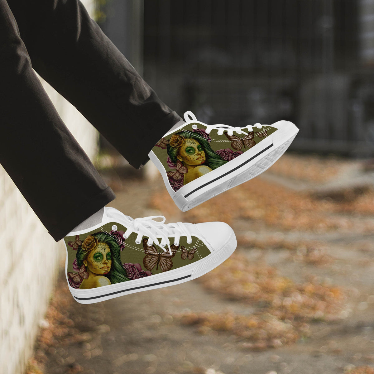 Crake High Top Purple Rosie 2 laced custom prints canvas shoes