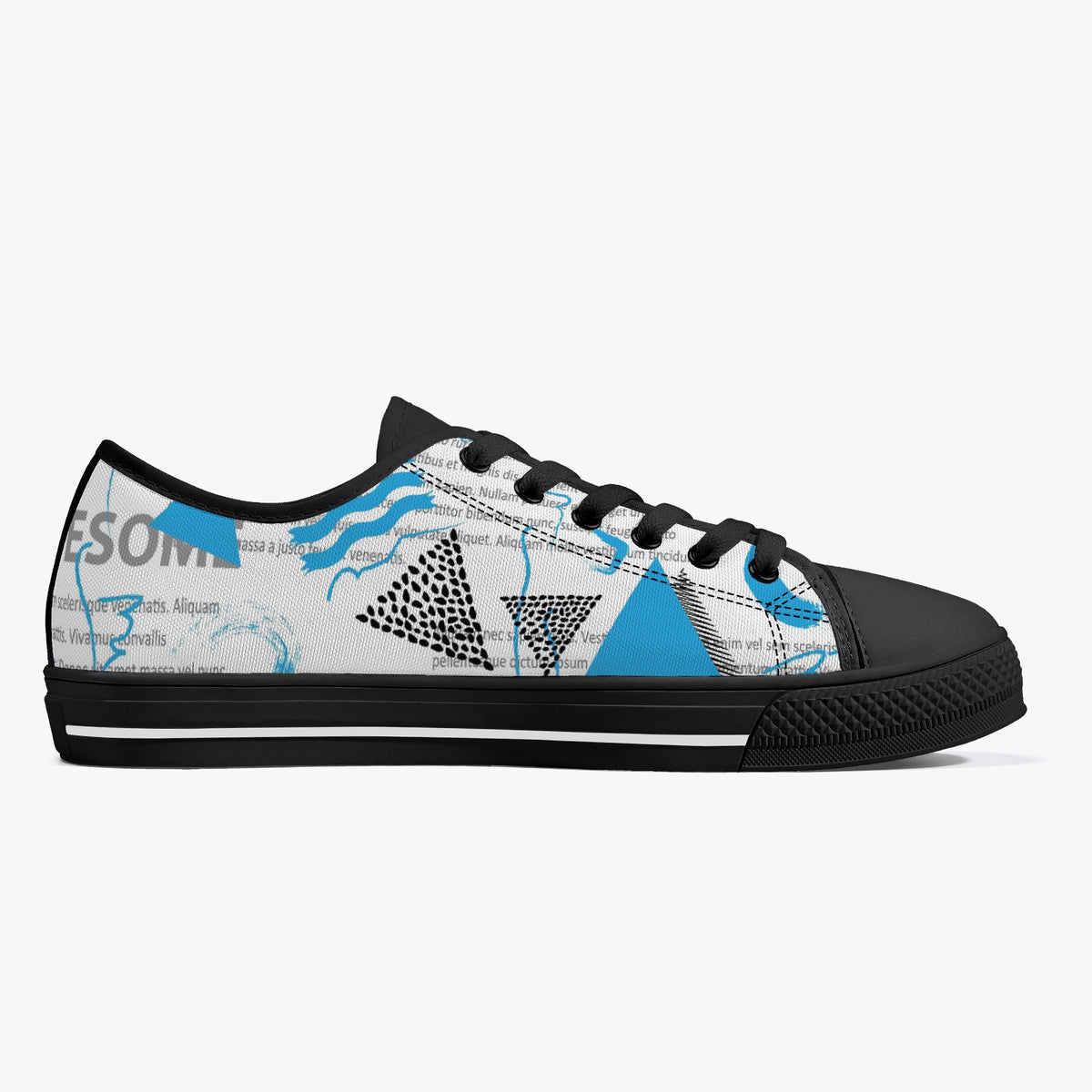 Crake Low Top Awesome Abstract laced custom prints canvas shoes