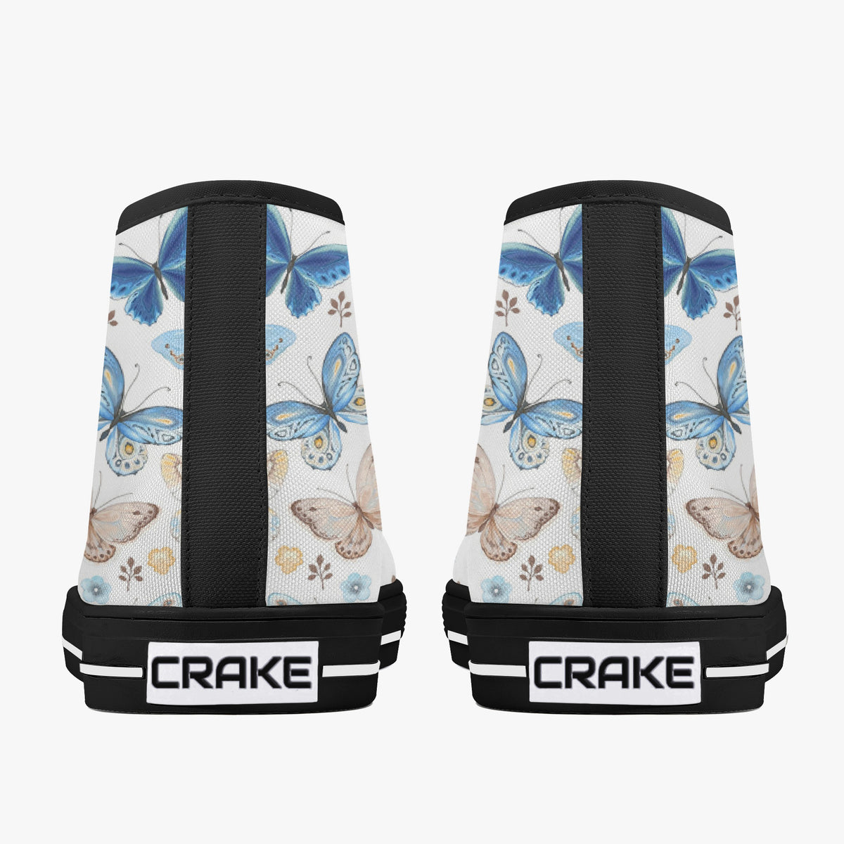 Crake High Top Butterflies laced custom prints canvas shoes