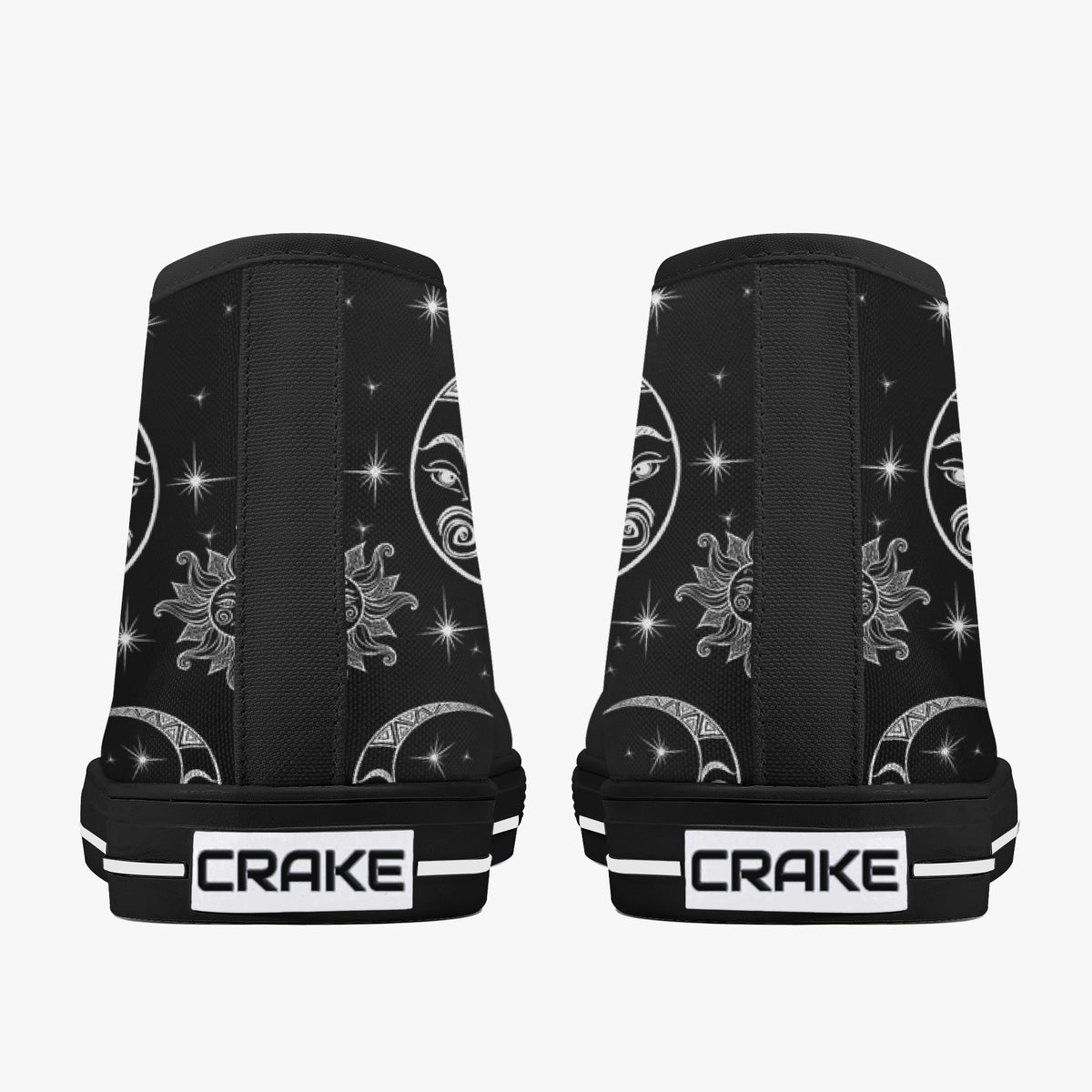 Crake High Top Sun and Moon laced custom prints canvas shoes