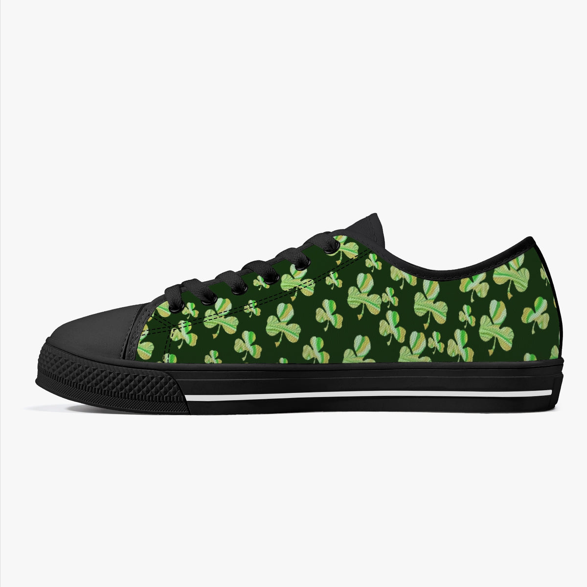 Crake Low Top 4 leaf clovers 2 laced custom prints canvas shoes