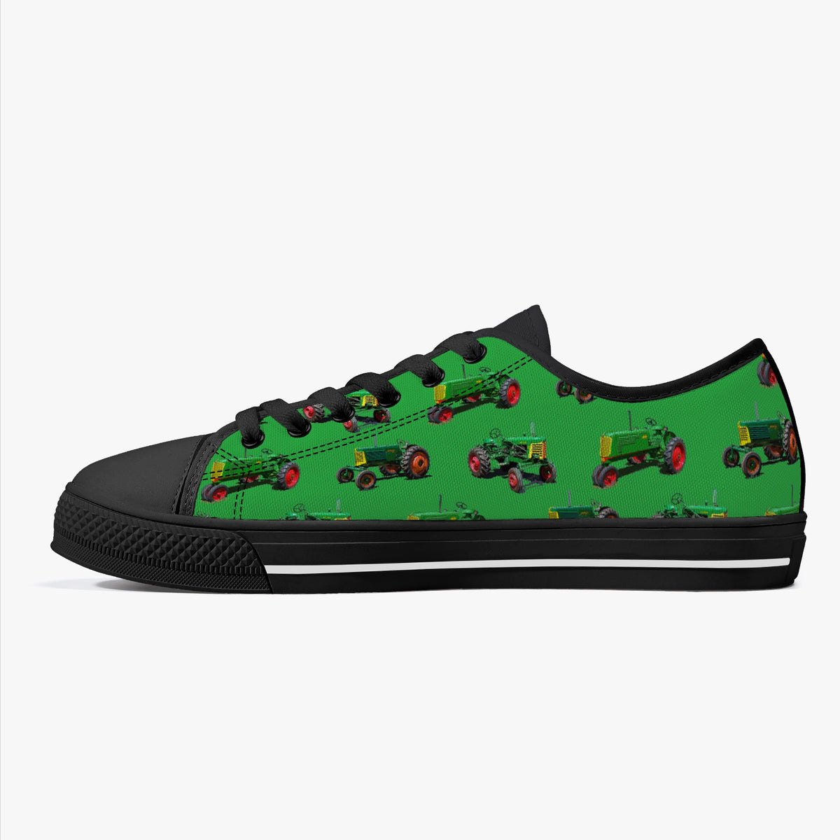 Crake Low Top Tractors laced custom prints canvas shoes