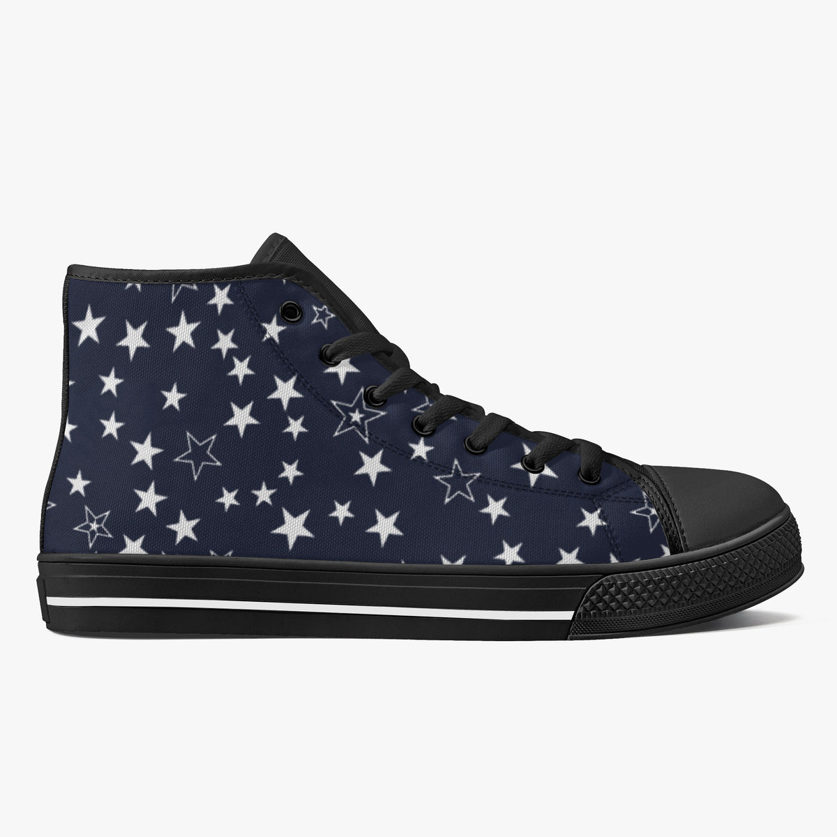 Crake High Top White Stars laced custom prints canvas shoes