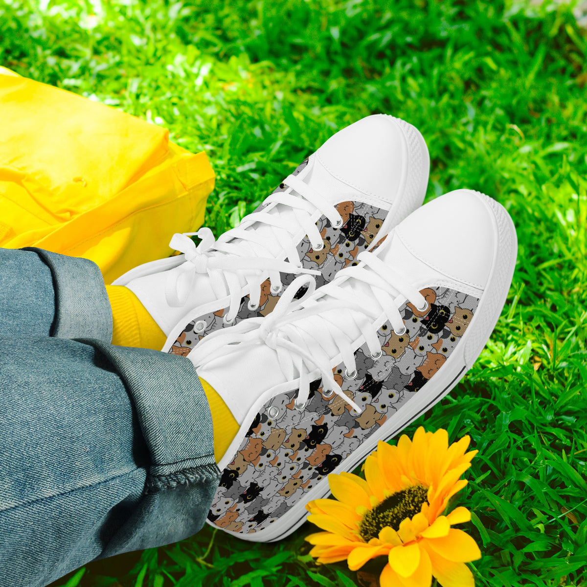 Crake High Top Cats laced custom prints canvas shoes