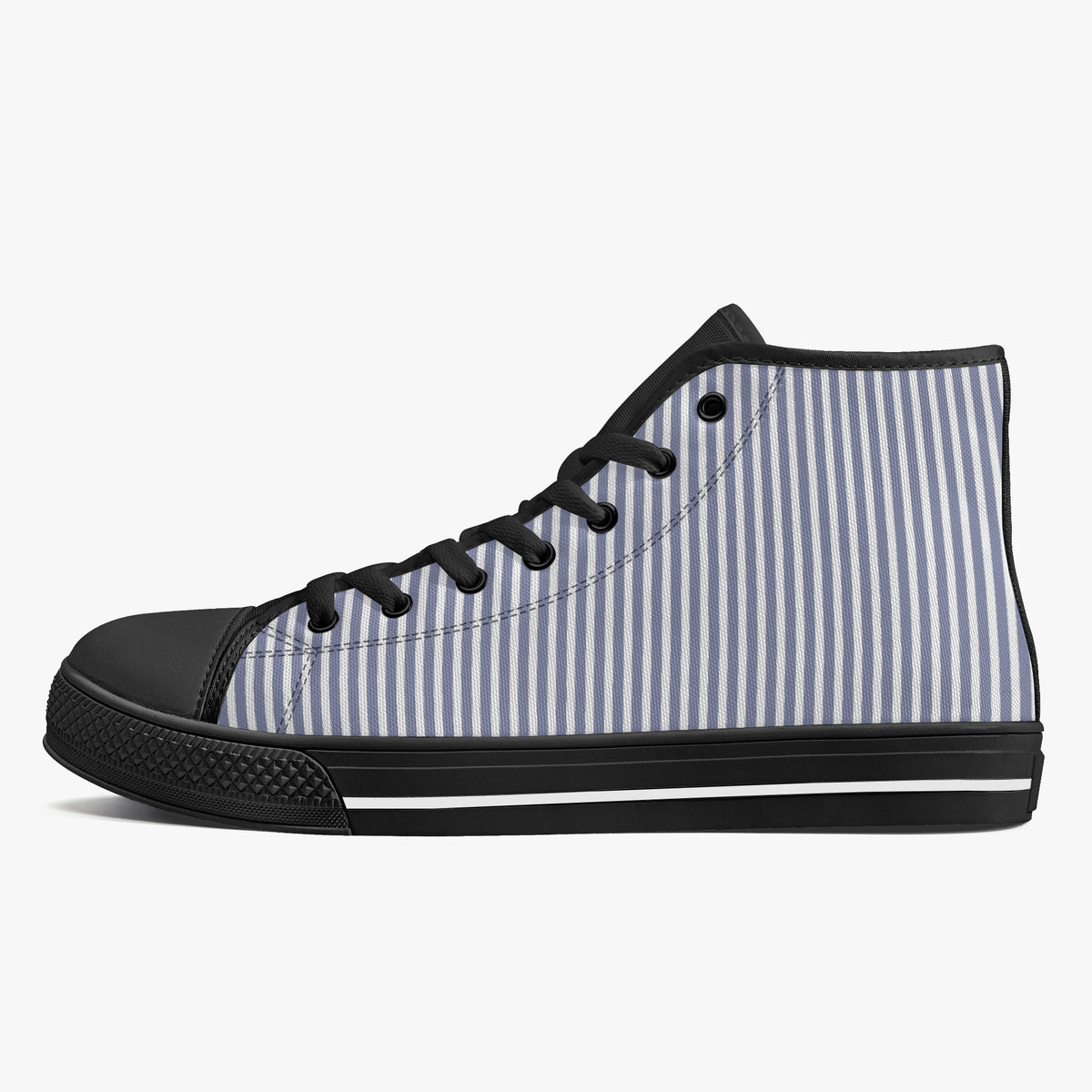Crake High Top Grey Stripes laced custom prints canvas shoes