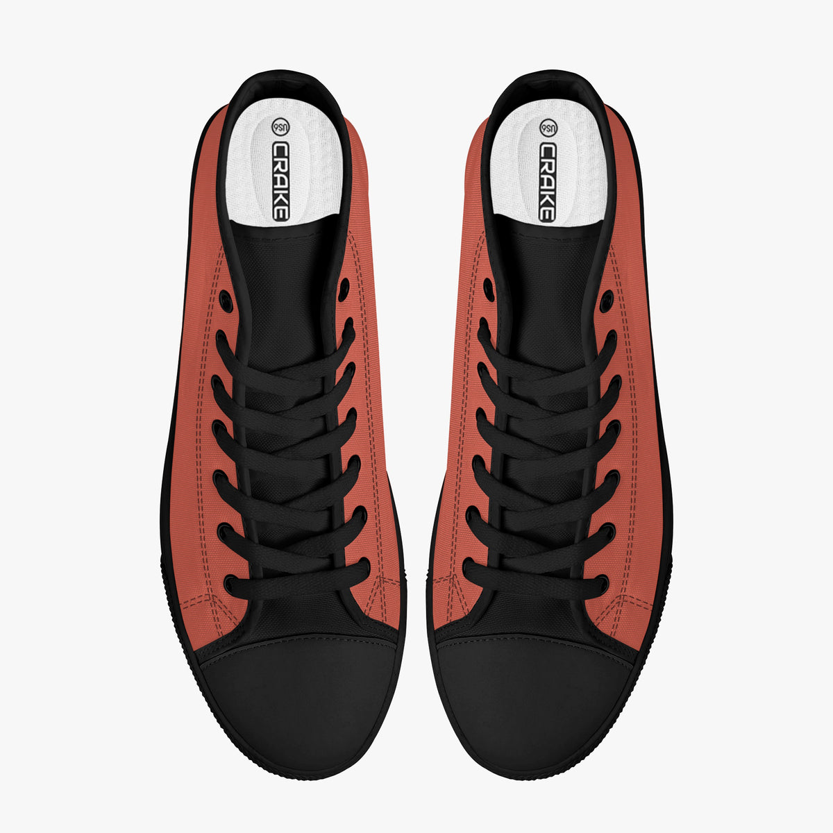 Crake High Top Orange laced custom prints canvas shoes