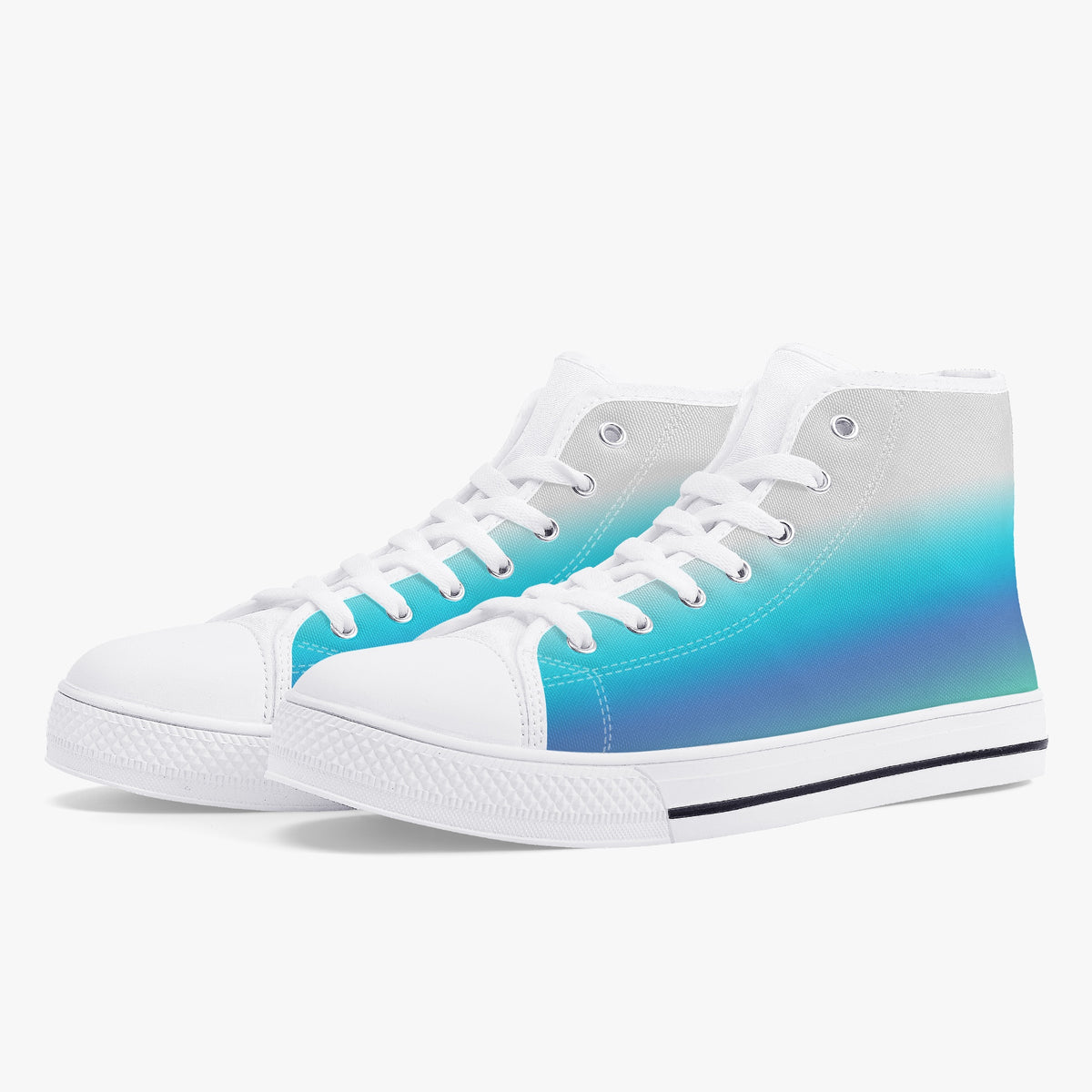 Crake High Top Sky and Sea laced custom prints canvas shoes