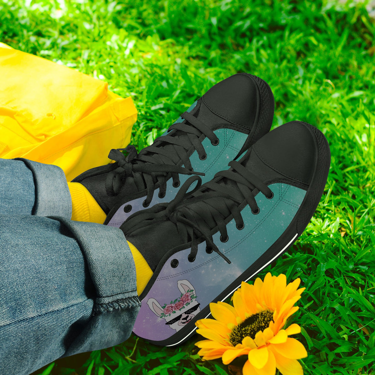 Crake High Top Alpaca laced custom prints canvas shoes