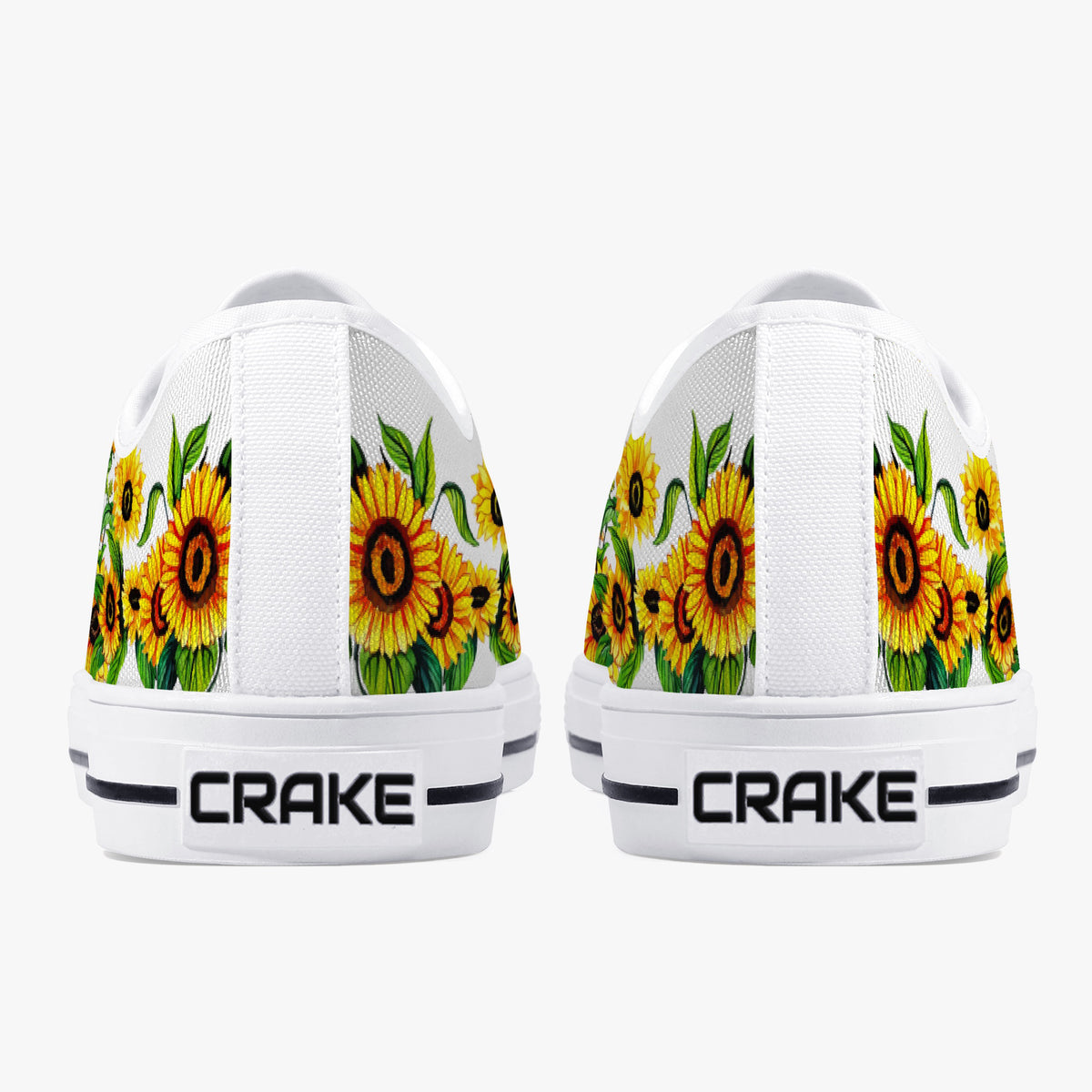 Crake Low Top Sunflowers 2 laced custom prints canvas shoes