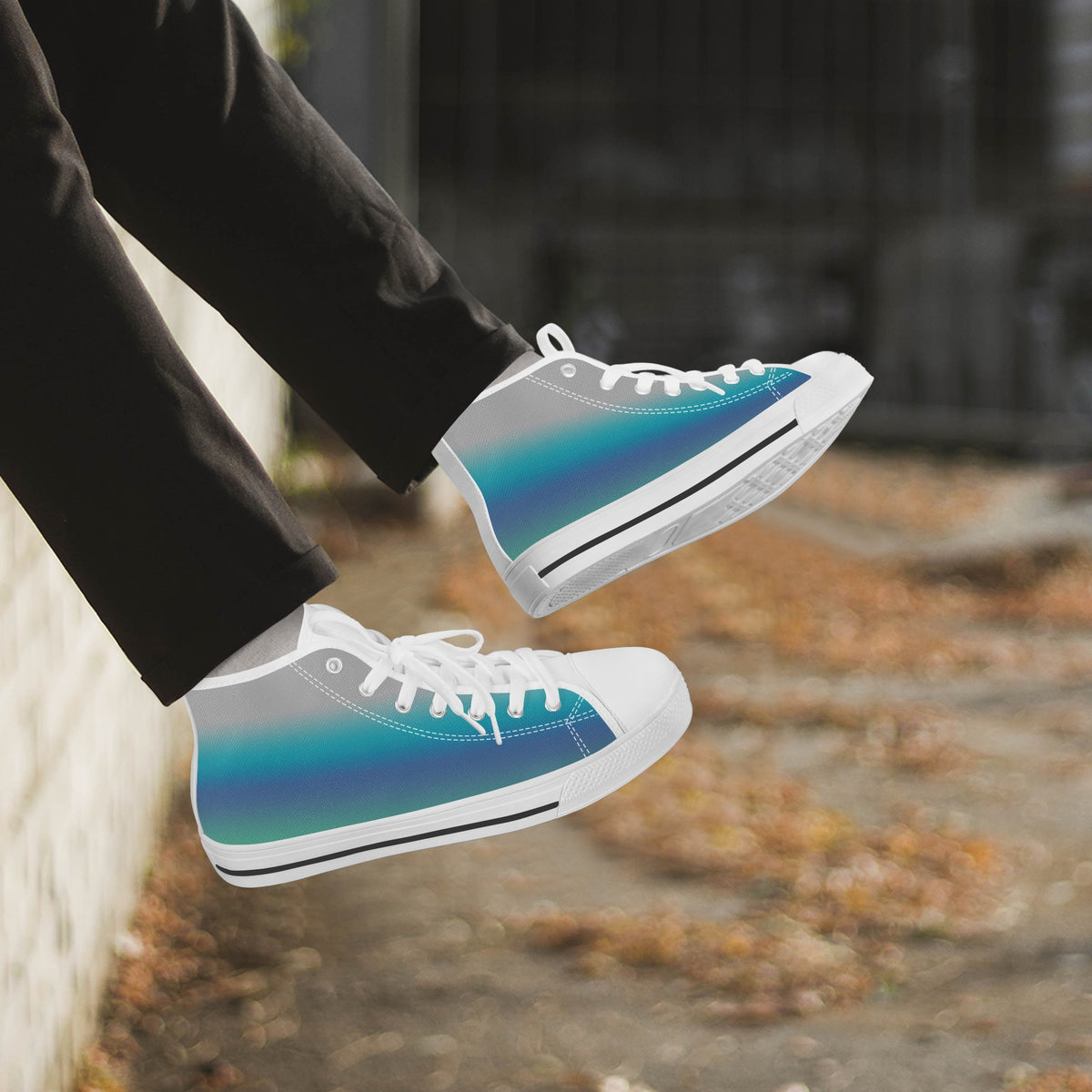Crake High Top Sky and Sea laced custom prints canvas shoes