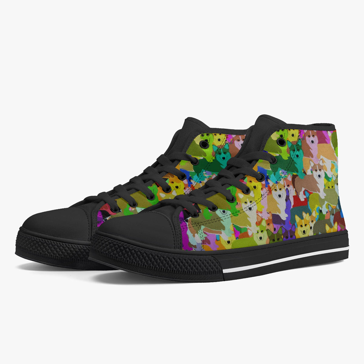 Crake High Top Corgis laced custom prints canvas shoes