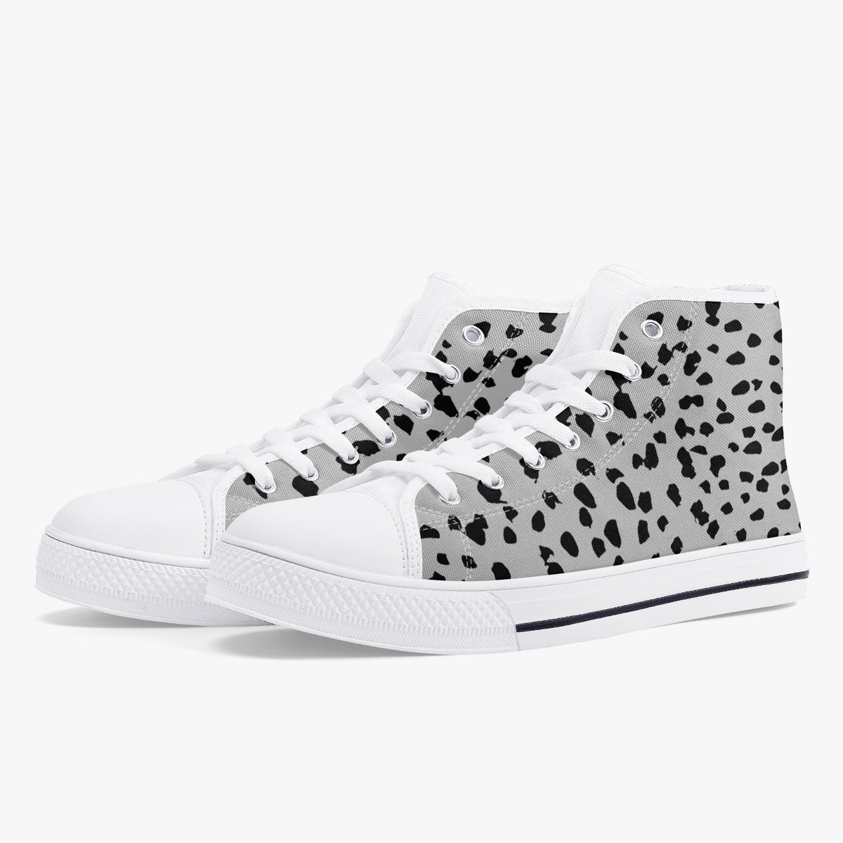 Crake High Top Black Spotted laced custom prints canvas shoes