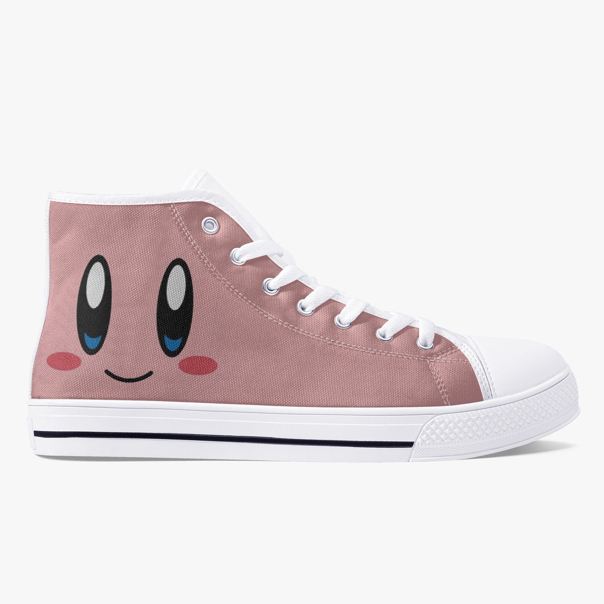 Crake High Top Pink Smilley laced custom prints canvas shoes
