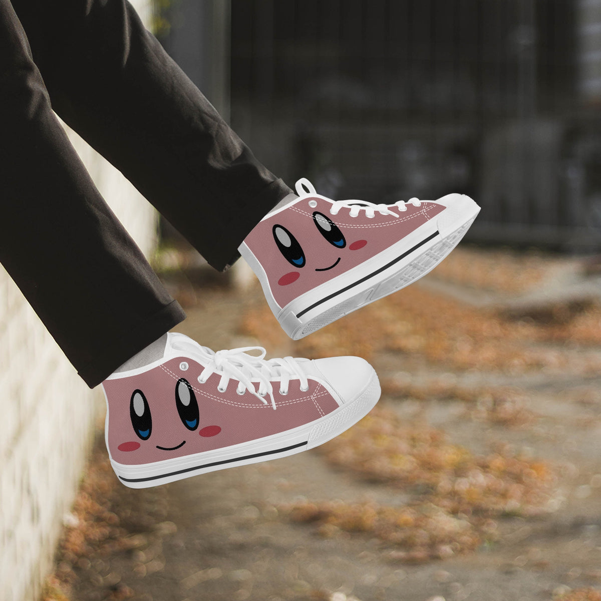 Crake High Top Smiley Face laced custom prints canvas shoes