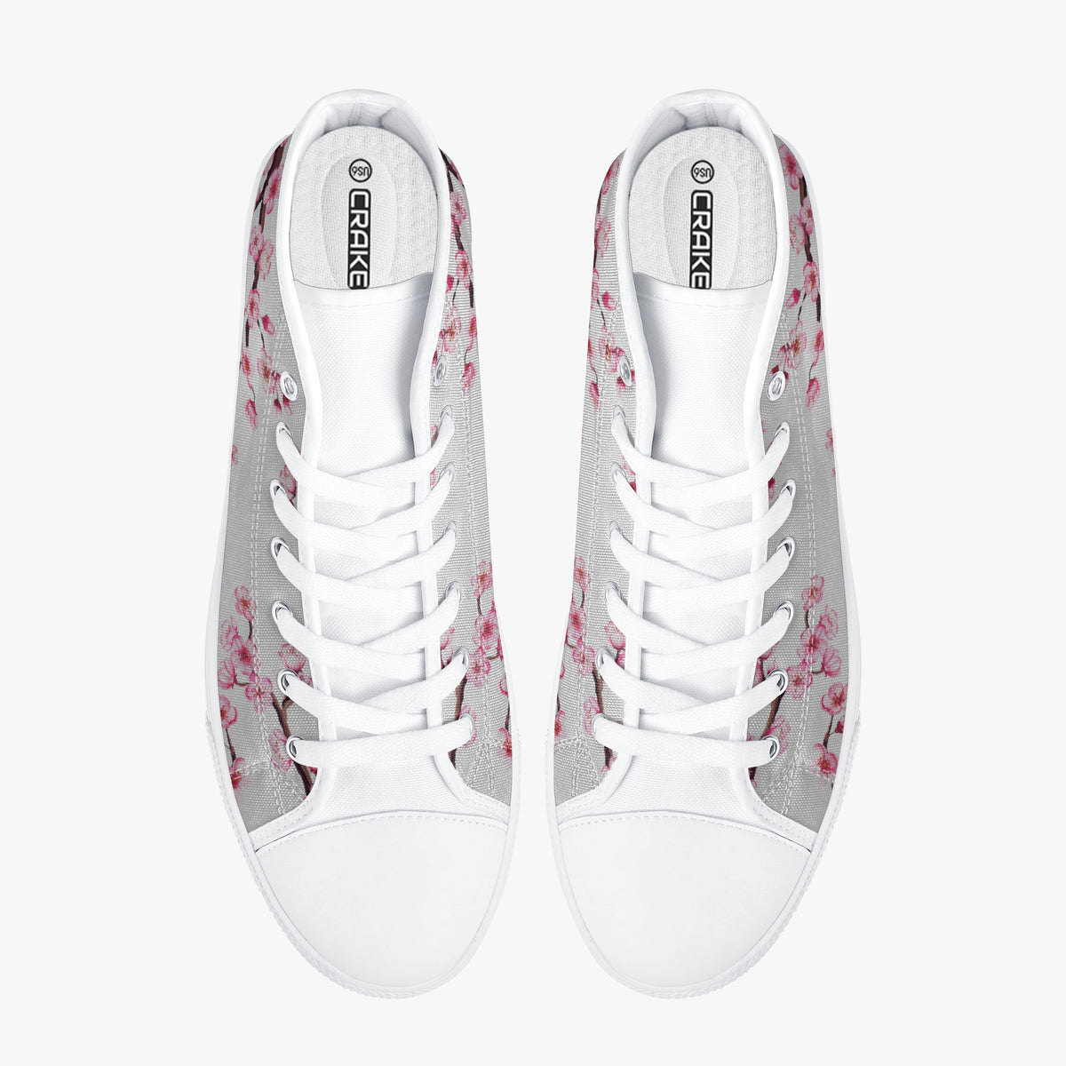 Crake High Top Sakura Tree Grey laced custom prints canvas shoes
