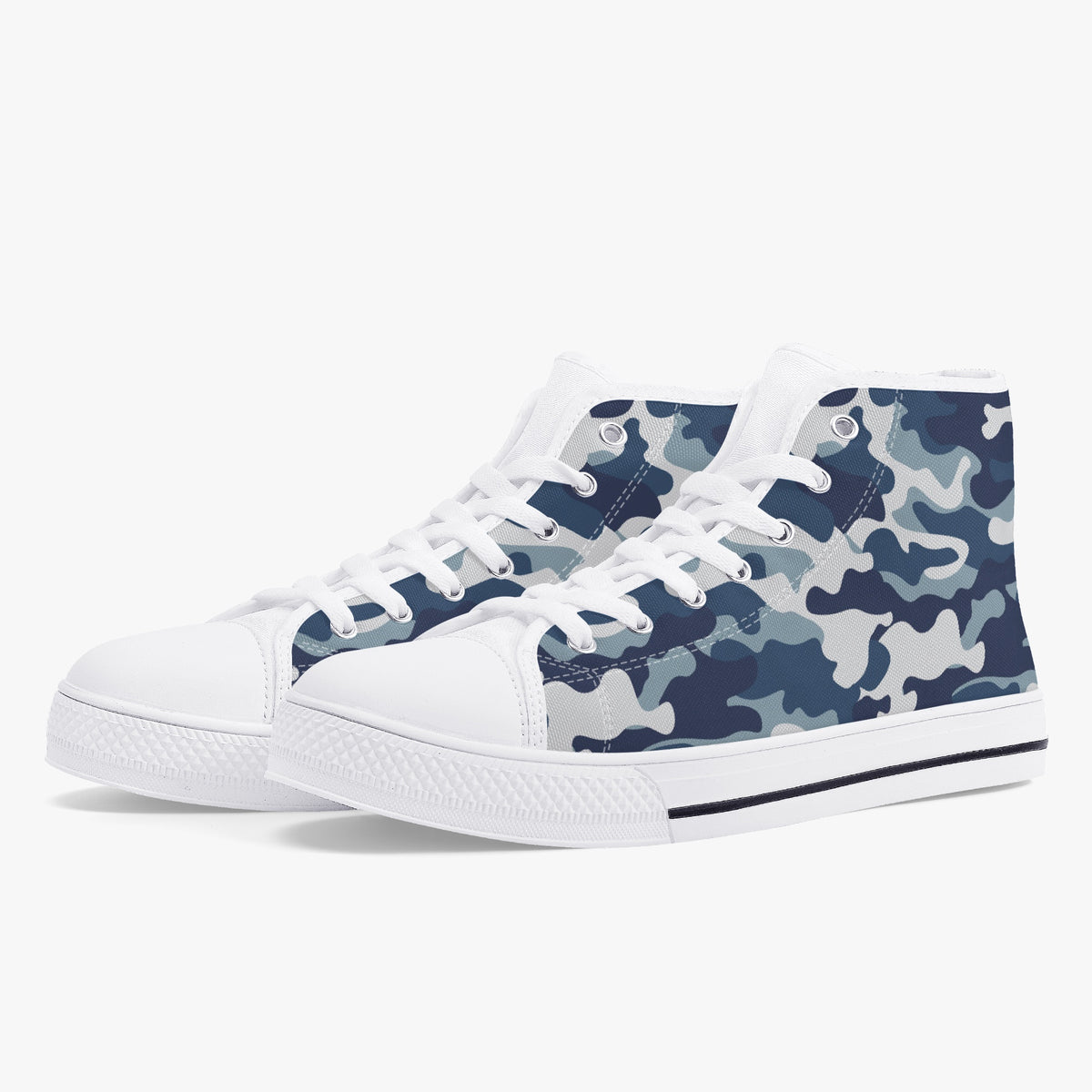 Crake High Top White Camo laced custom prints canvas shoes