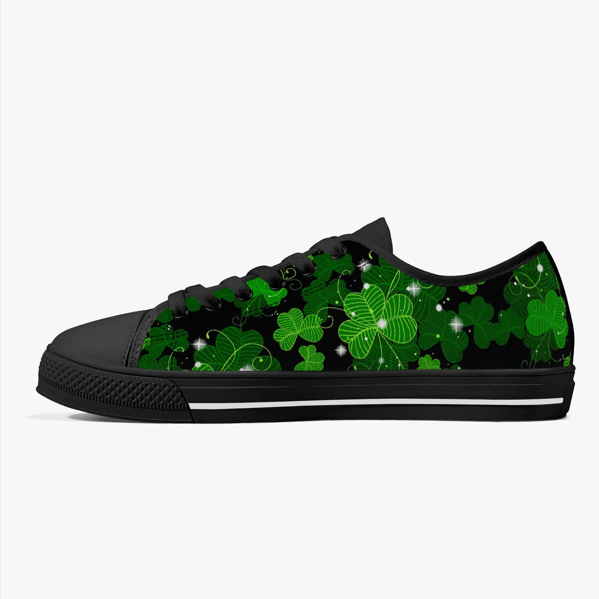 Crake Low Top Four-leaf clover laced custom prints canvas shoes