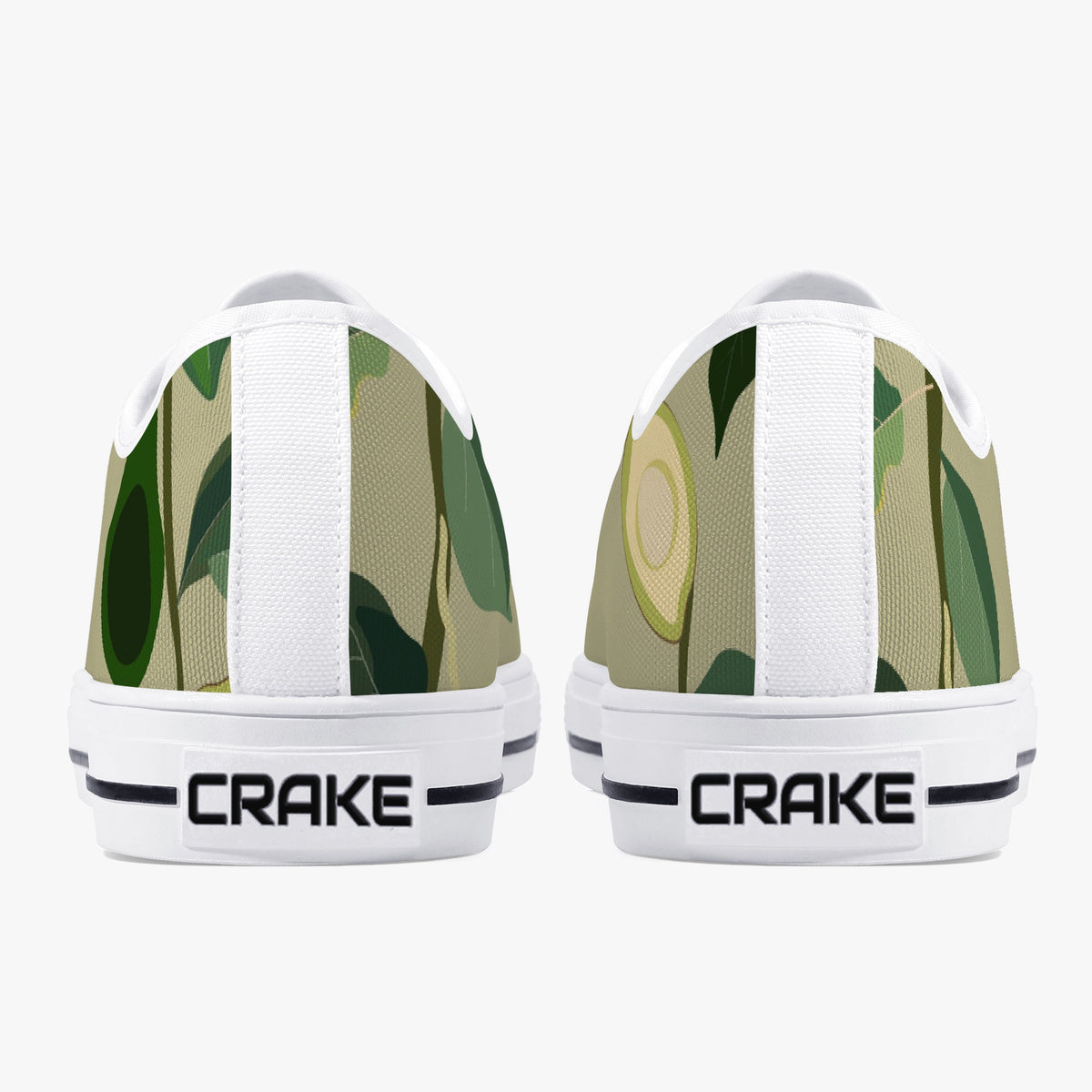 Crake Low Top Avocado laced custom prints canvas shoes