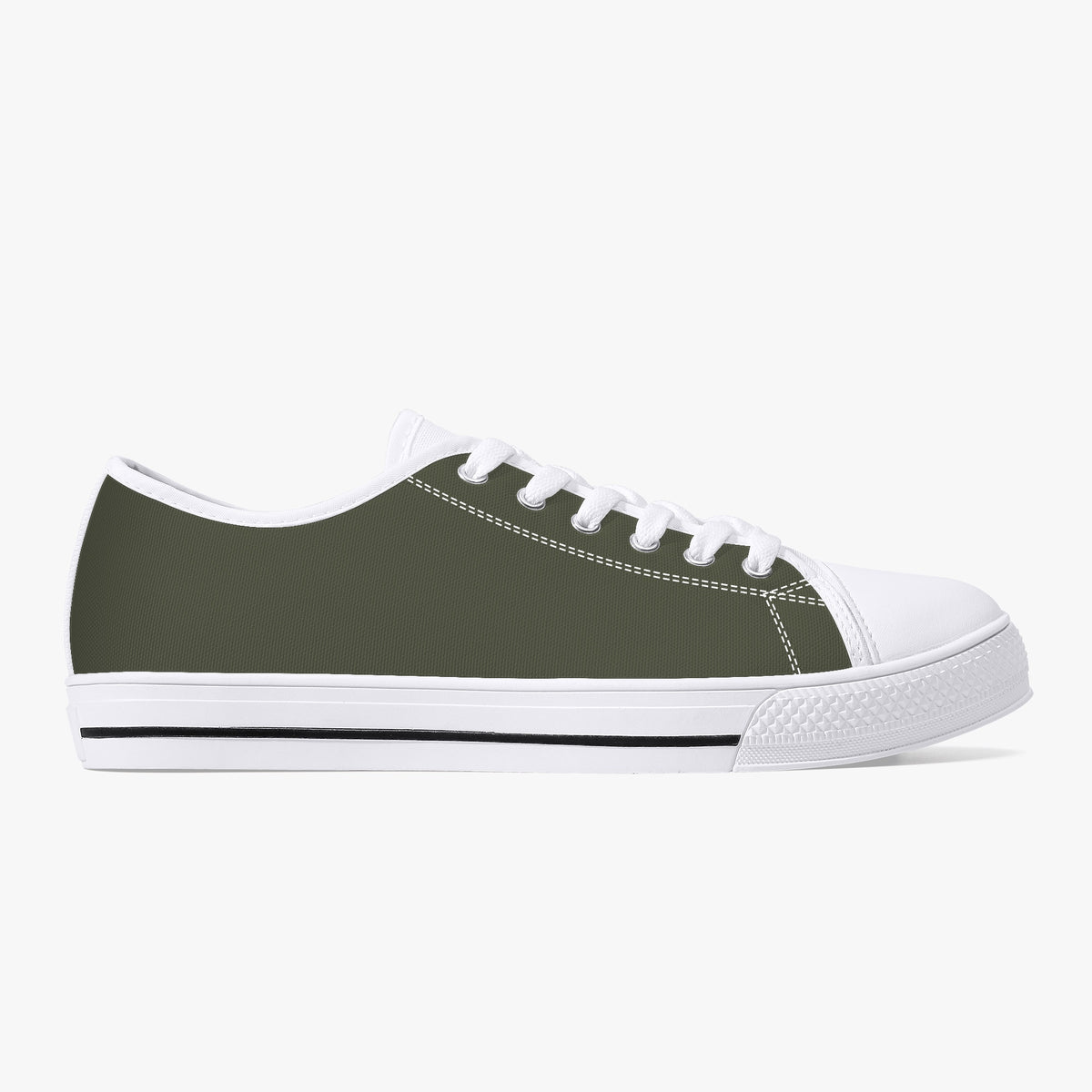 Crake Low Top Dark Green laced low top plain color canvas shoes