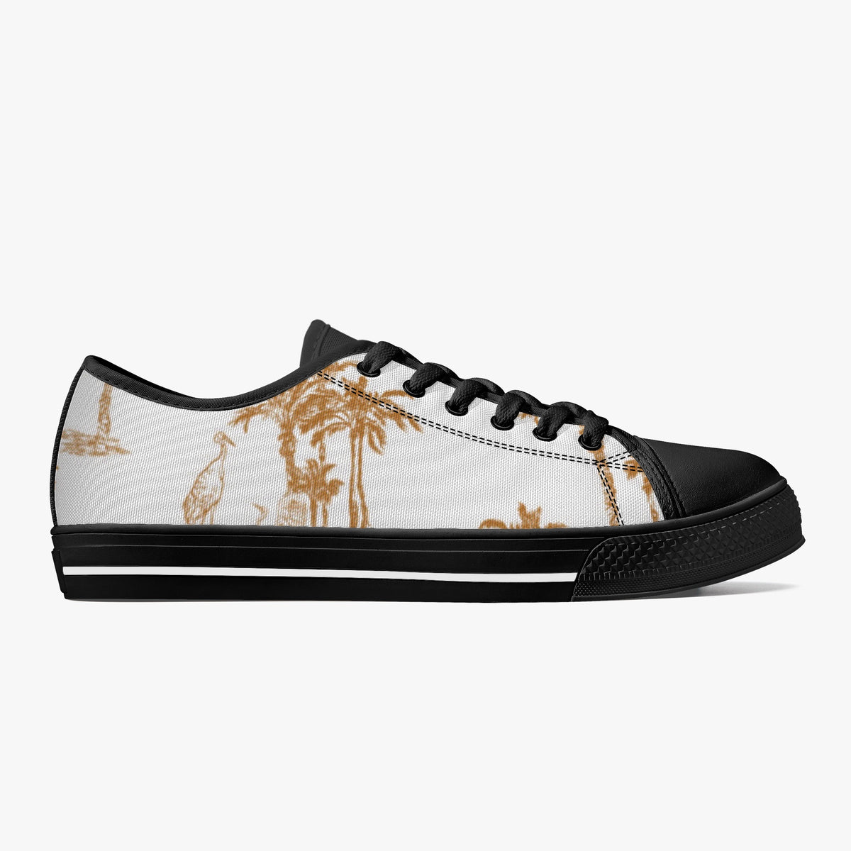 Crake Low Top Coconut Tree Scenery laced custom prints canvas shoes