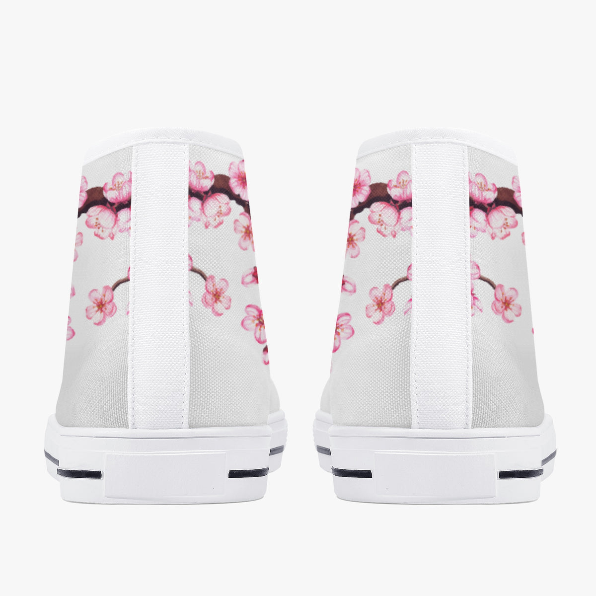 Crake High Top Sakura Tree Grey laced custom prints canvas shoes