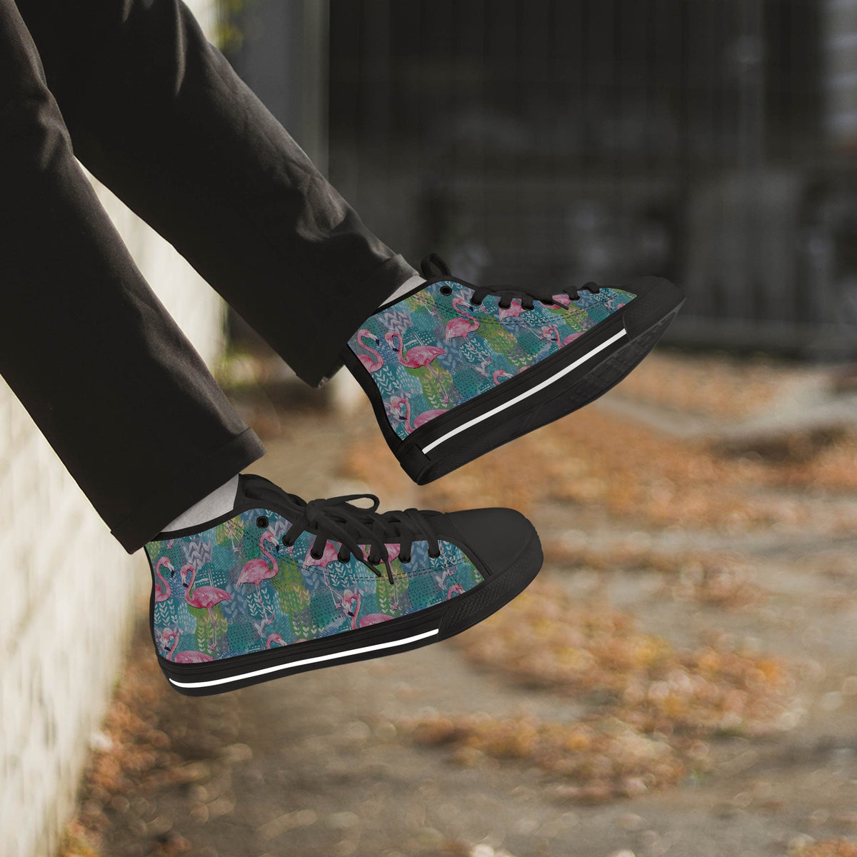 Crake High Top Flamingos 2 laced custom prints canvas shoes